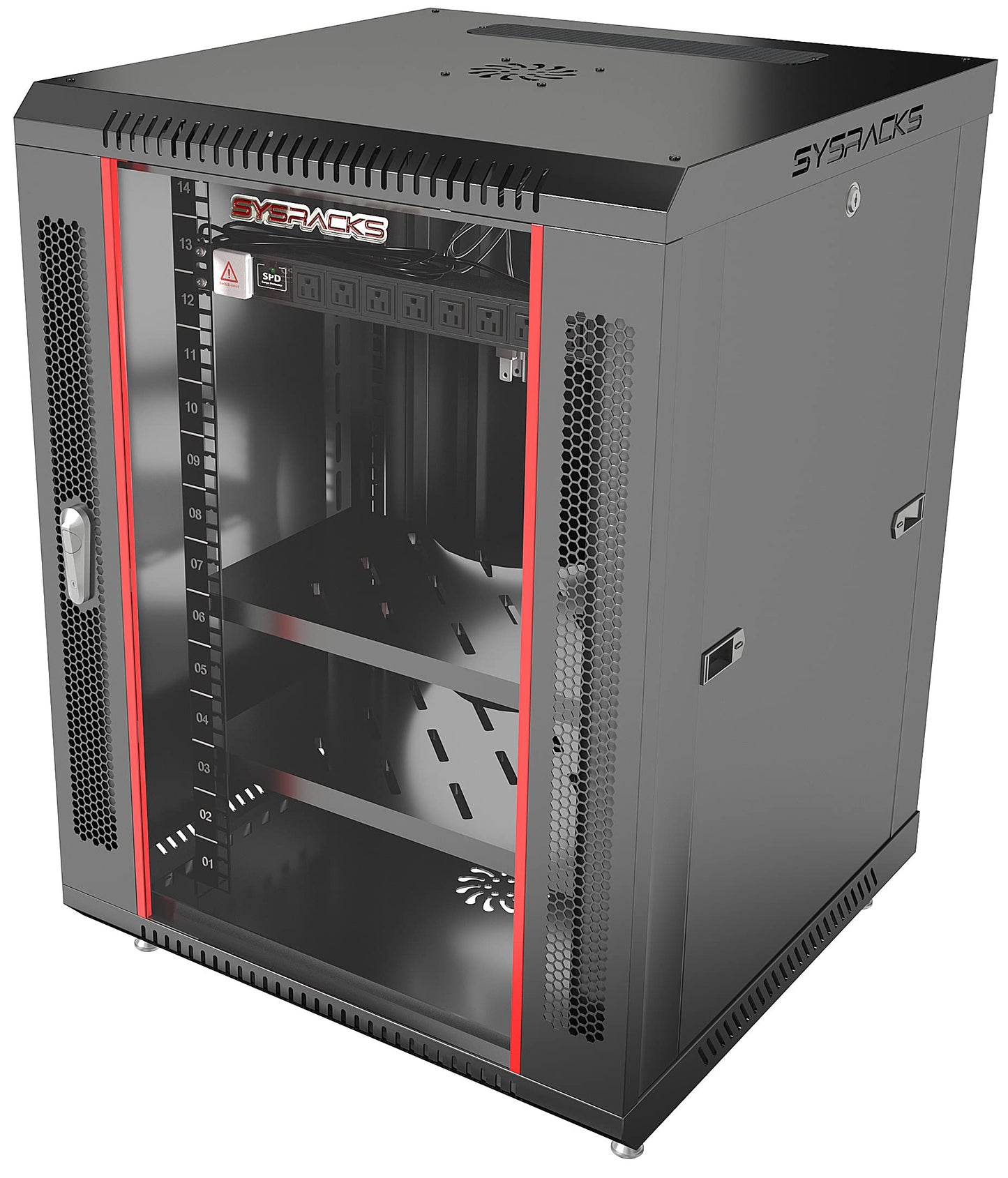 15U Wall Mount Server Rack Cabinet 24” Deep, 19” Network & AV Enclosure for Home Lab with Fan, PDU, 2 Shelves, Locking Glass Door