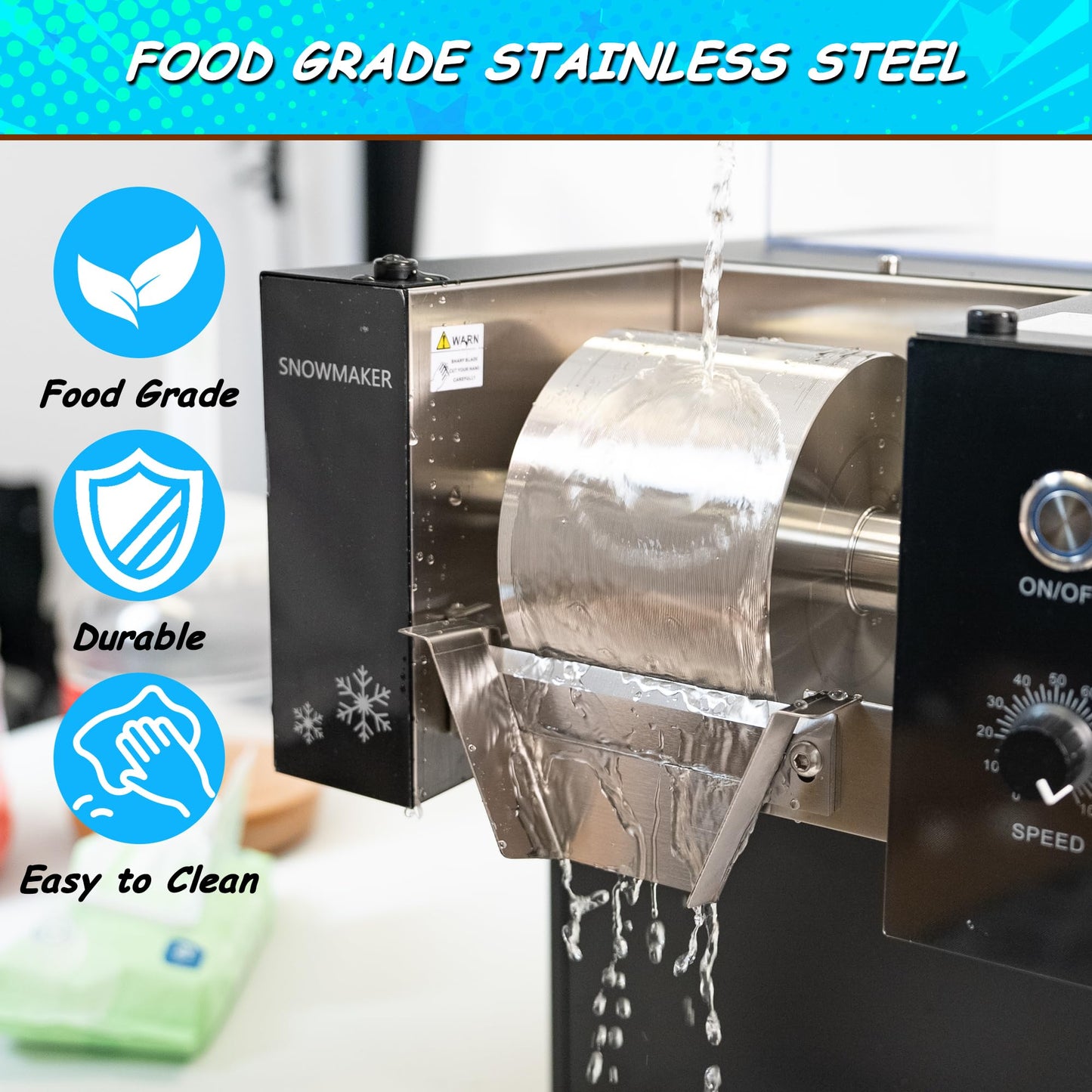 VNN Slushie Machine - 400LBS/24H Commercial Shaved Ice Machine, Snowflake Ice Machine, Instant Snowflake Ice from Your Favorite Drinks