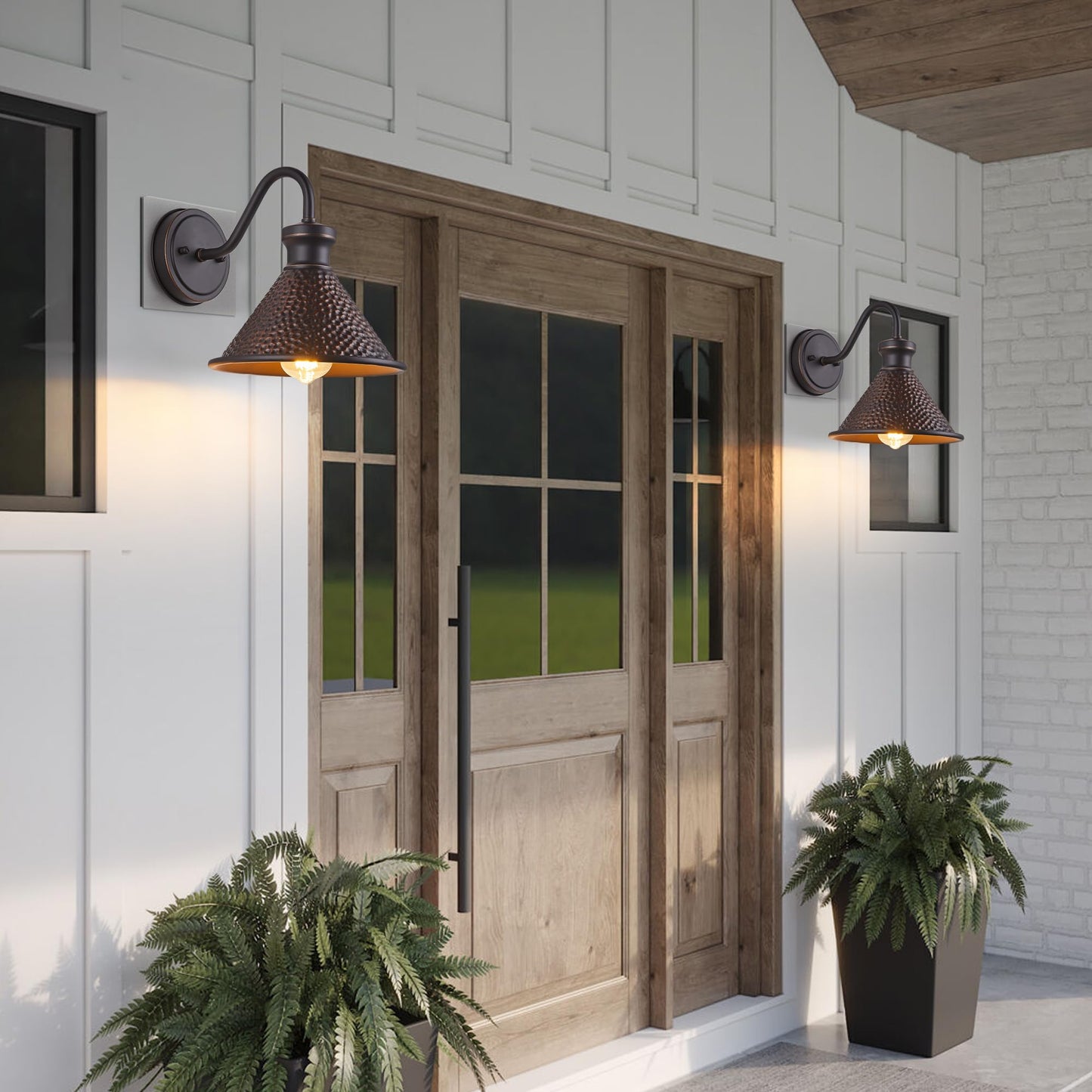 Tarentlight Gooseneck Wall Light Fixtures, 2-Pack, Oil-Rubbed Bronze, Aluminum, Model W2412, Outdoor Sconce for Porch and Garage