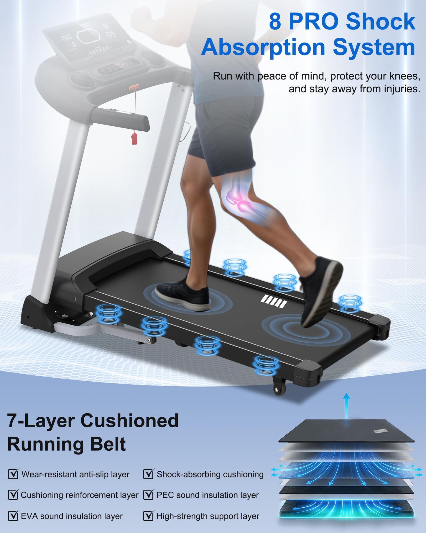 Incline Treadmills for Home, Treadmill with 18% Auto Incline, Heavy Duty 400LBS Capacity, Running Machine with 18.90" Wide Belt, 0.5-12 MPH Speed, 3.5 HP, 36 Programs, APP, Bluetooth, Foldable