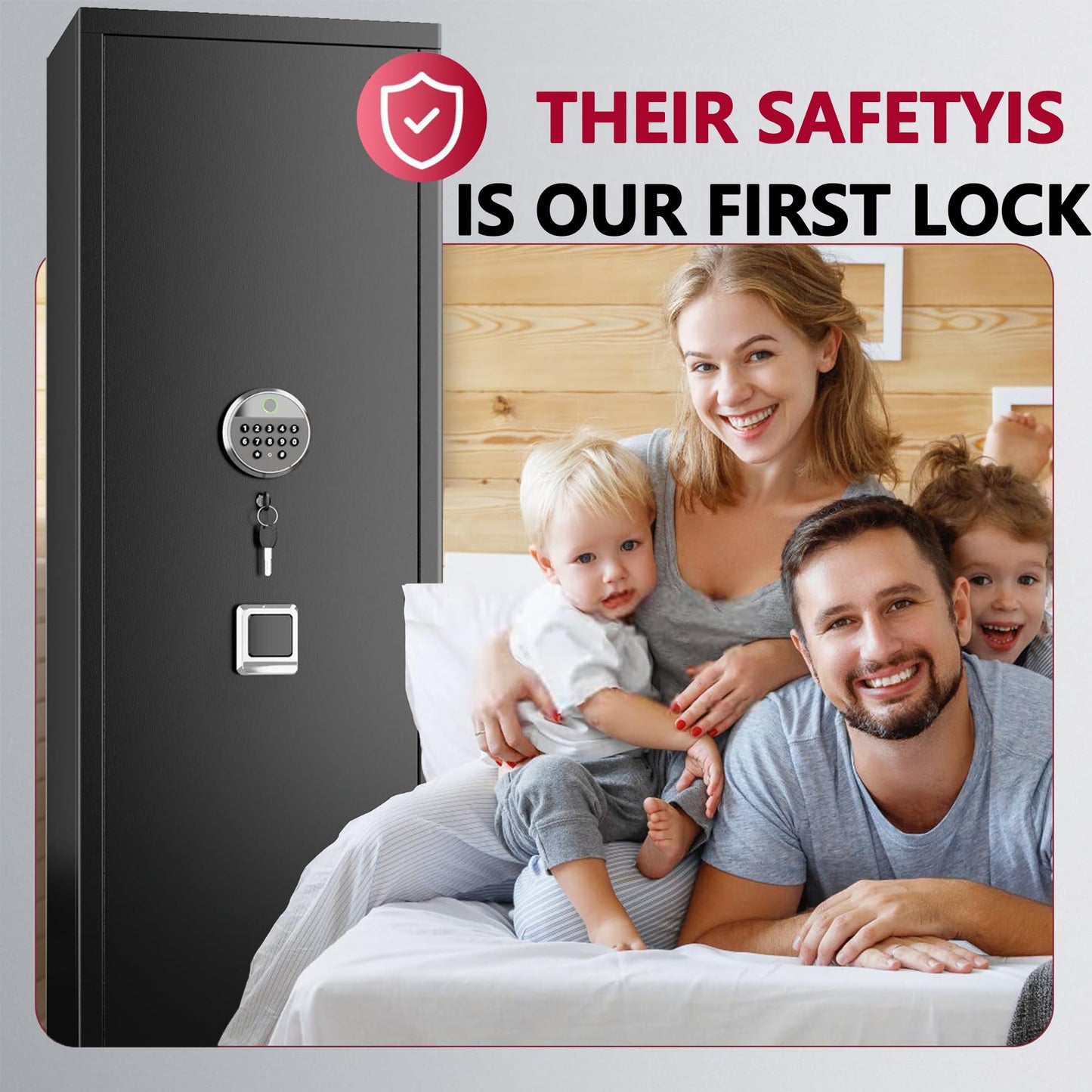 Gun Safe,Rifle Safe With Biometric Gun Safe,Heat-Resistant Heavy Duty Gun Safes,Large Safe No Assembly Required, Security Safe for Home with Adjustable Shelves,Black (51.97×11.81×11.02 inch)