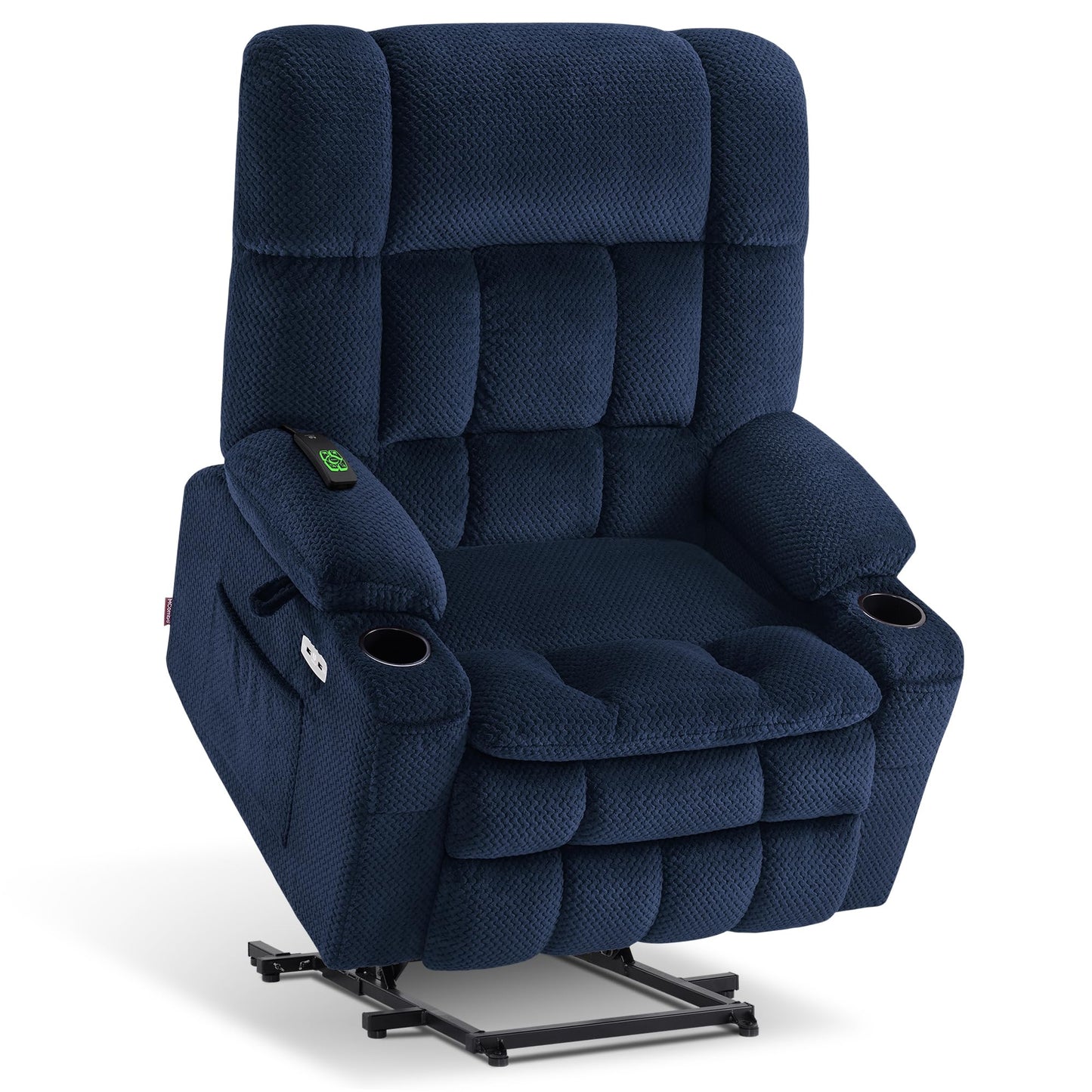 MCombo Oversized Power Lift Recliner Chair for Elderly, Dual Motor Lift Chair with Heat and Massage, Lay Flat Lift Chair for Big and Tall, Cup Holders, Fabric R7891 (Oversize, Navy Blue)