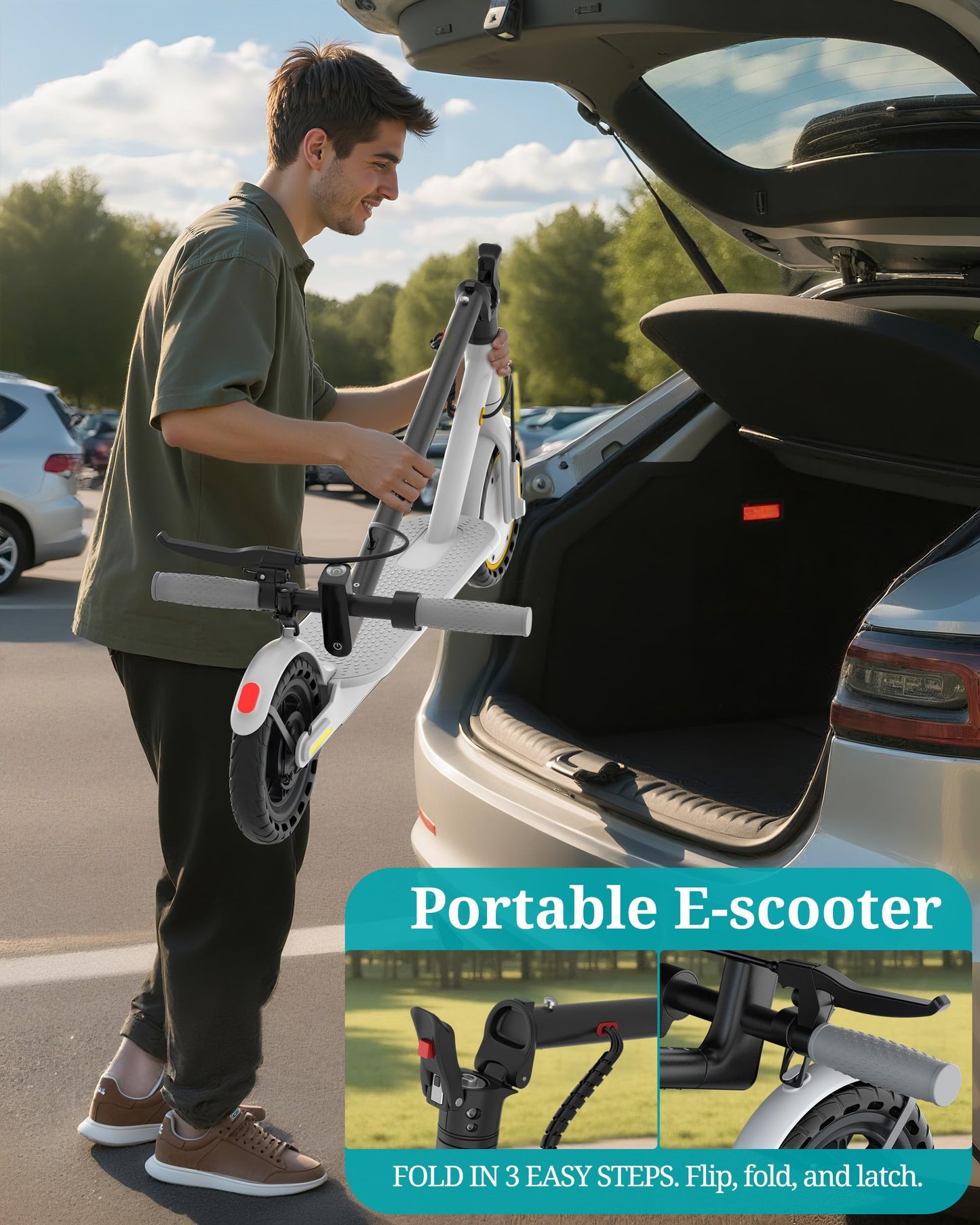 Qlaway 8.5" E Scooter for Adults Frame 19 MPH 350W Motor 281WH Battery, Motorized Up to 22 Miles Range, Foldable Scooter Bearing 265 LBS/APP Control