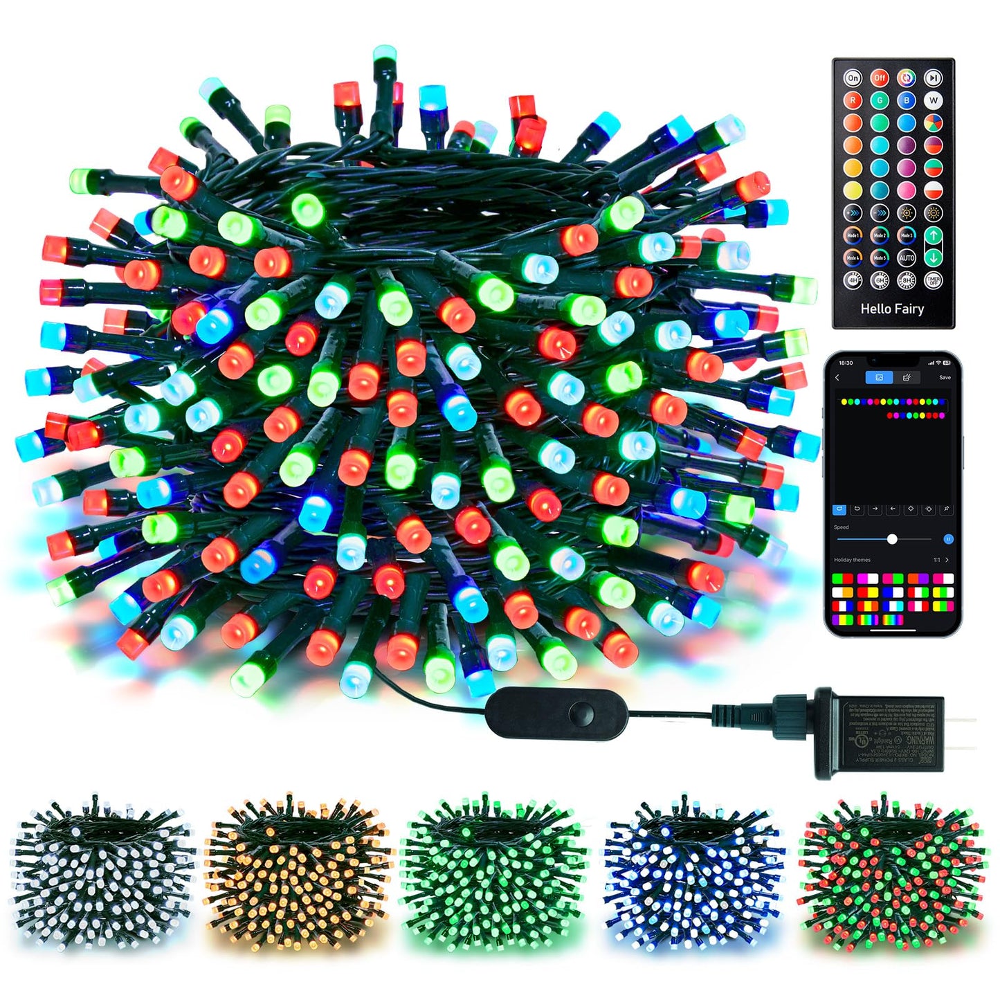 Minetom Color Changing LED String Lights, 198FT, 600 RGB Lights, App Controlled, Dimmable, Multicolor, Model BMSL6