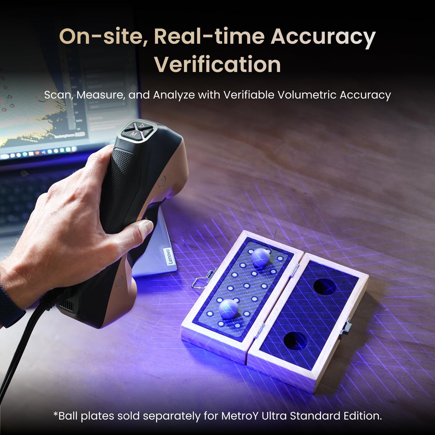 Revopoint MetroY Ultra Laser 3D Scanner for 3D Printing Handheld, 0.01mm Precision, 34+15+1 Blue Laser, Up to 90 FPS Speed, Anti-Shaking, Wireless Outdoor Scanning, Standard Edition