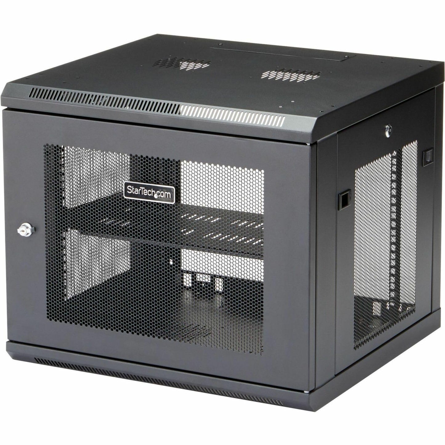 StarTech.com 4-Post 9U Wall Mount Network Cabinet w/ 1U Shelf, 19" Wall-Mounted Server Rack Kit for IT / Data Computer Equipment, Ships Fully Assembled