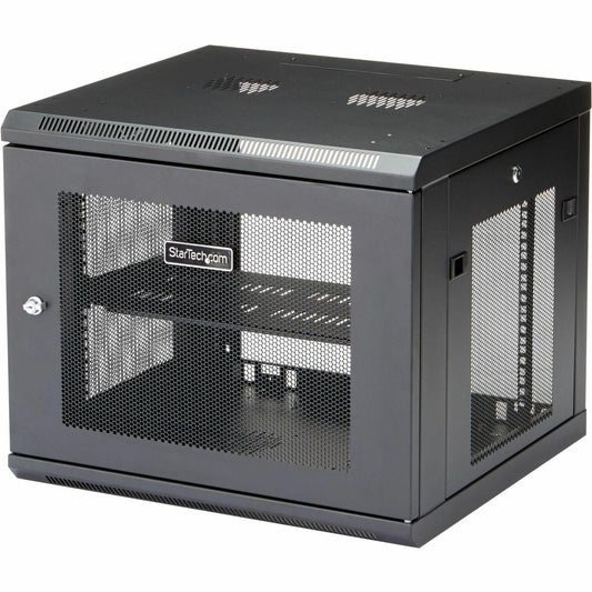 StarTech.com 4-Post 9U Wall Mount Network Cabinet w/ 1U Shelf, 19" Wall-Mounted Server Rack Kit for IT / Data Computer Equipment, Ships Fully Assembled
