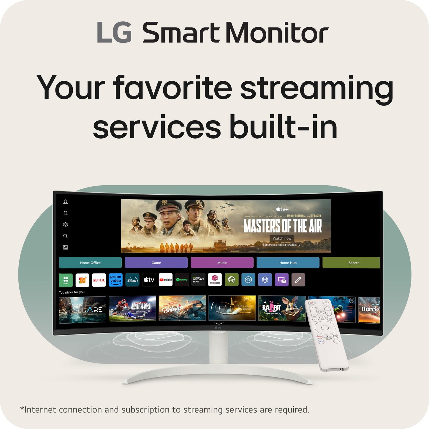 LG 34SR60QC-W 34-inch QHD (3440x1440) Curved Smart Monitor with Streaming, UltraWide Screen, webOS, HDR10, 100Hz, Built-in Speaker, AirPlay2, Screen Share, Bluetooth, ThinQ App, White
