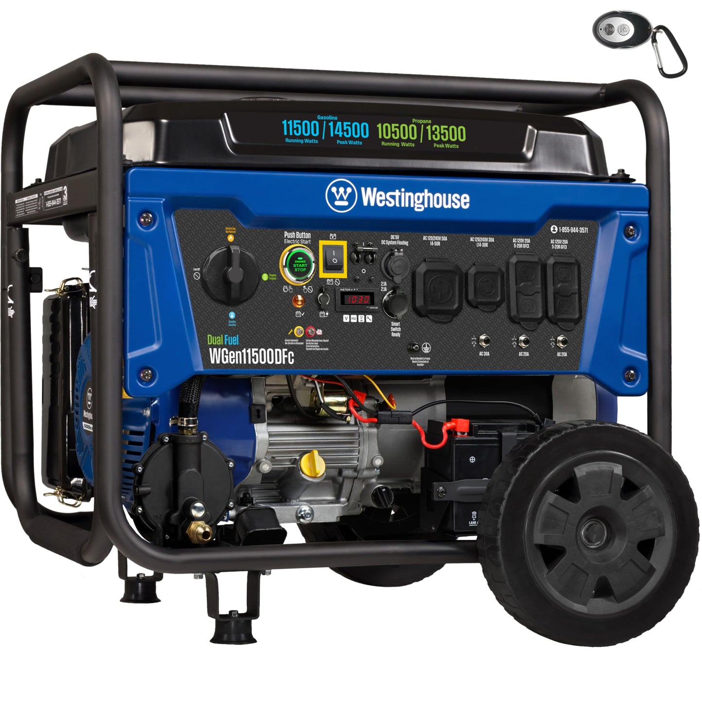 Westinghouse Outdoor Power Equipment 14500 Peak Watt Dual Fuel Home Backup Portable Generator, Remote Electric Start, Transfer Switch Ready, Gas and Propane Powered