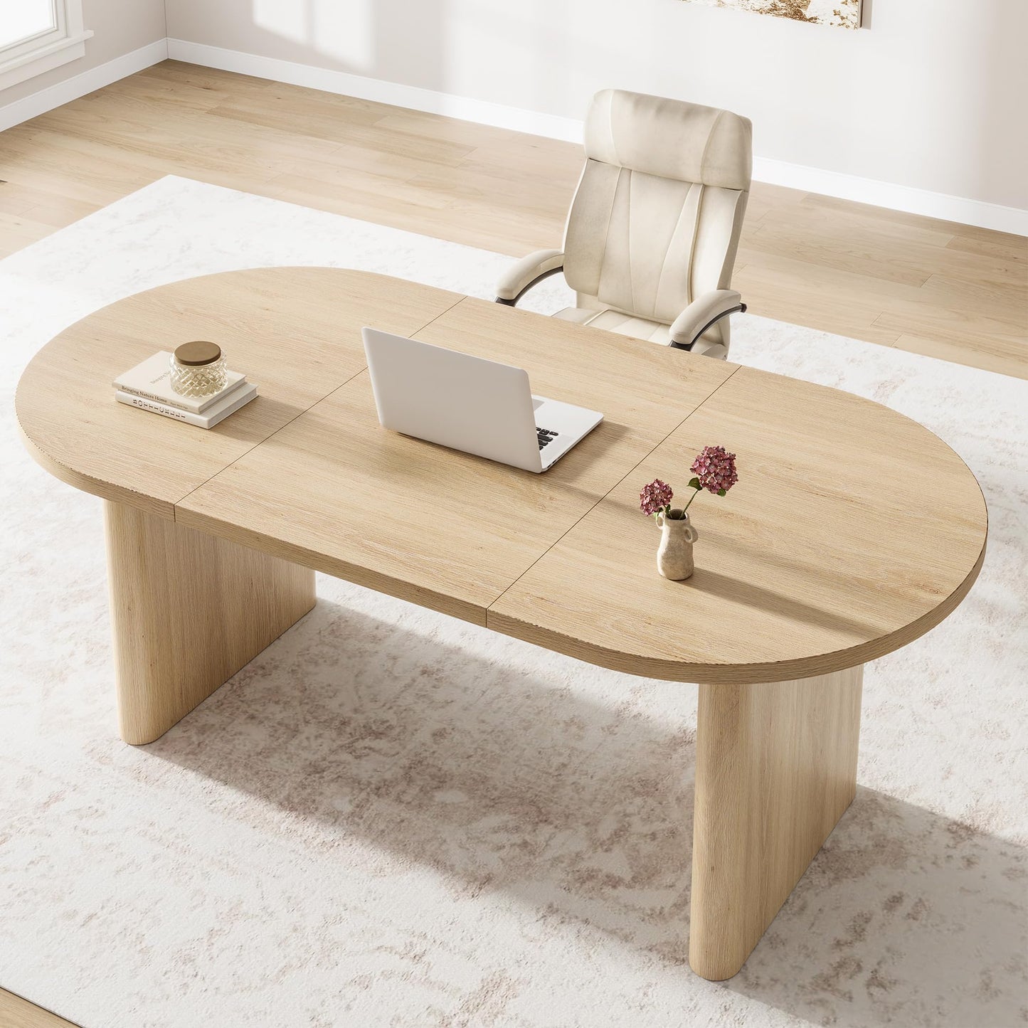 GAOMON 70.8 Inch Oval Computer Desk, Long Large Executive Desk Wooden Home Office Desk, Writing Table Computer Table Workstation for Home Office