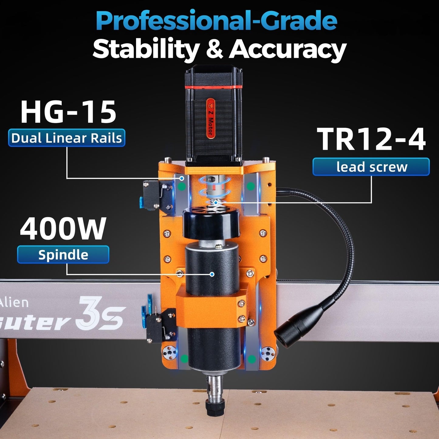 FoxAlien Masuter 3S CNC Router Machine with NEMA 23 Closed-Loop Stepper Motor, 400W Spindle 3 Axis Engraving Milling Machine for Wood Acrylic Aluminum Carving Cutting