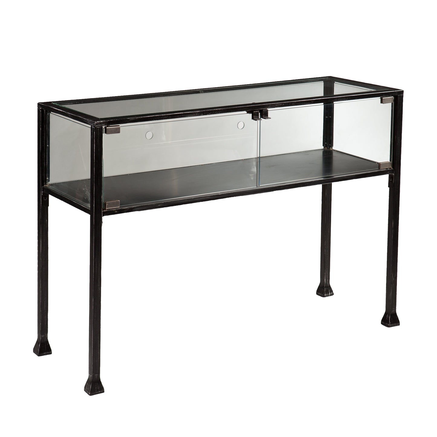 SEI Furniture - Terrarium Display Console - Transitional Design, Black Finish - Ideal for Entryway, Living Room (CK8863)