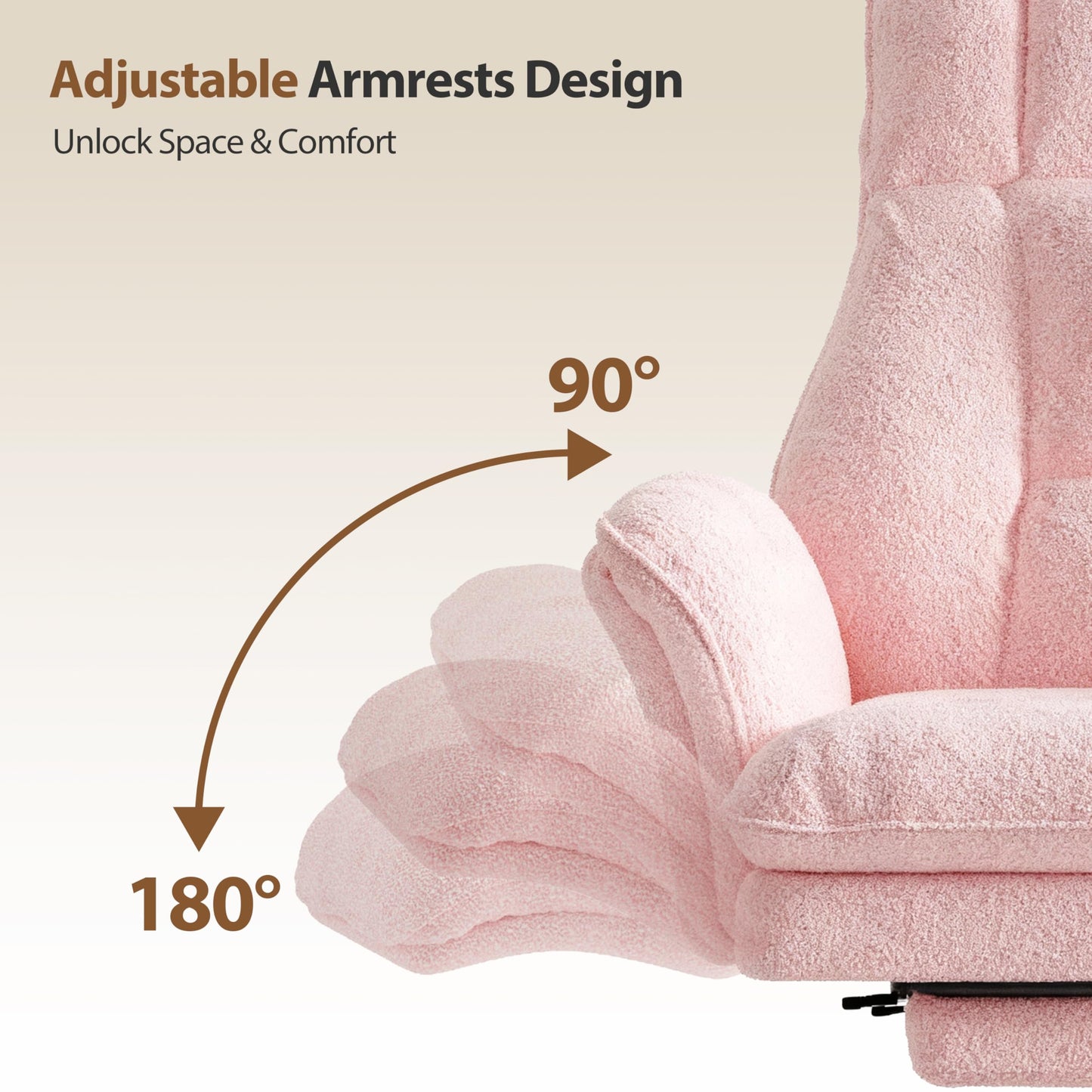 Big and Tall Office Chair, Flip Armrests for Pets & Cross Legged Sitting, Executive Ergonomic Computer Gaming Chair with Foot Rest, Teddy Fleece Wide Seat Reclining Desk Chair, Pink