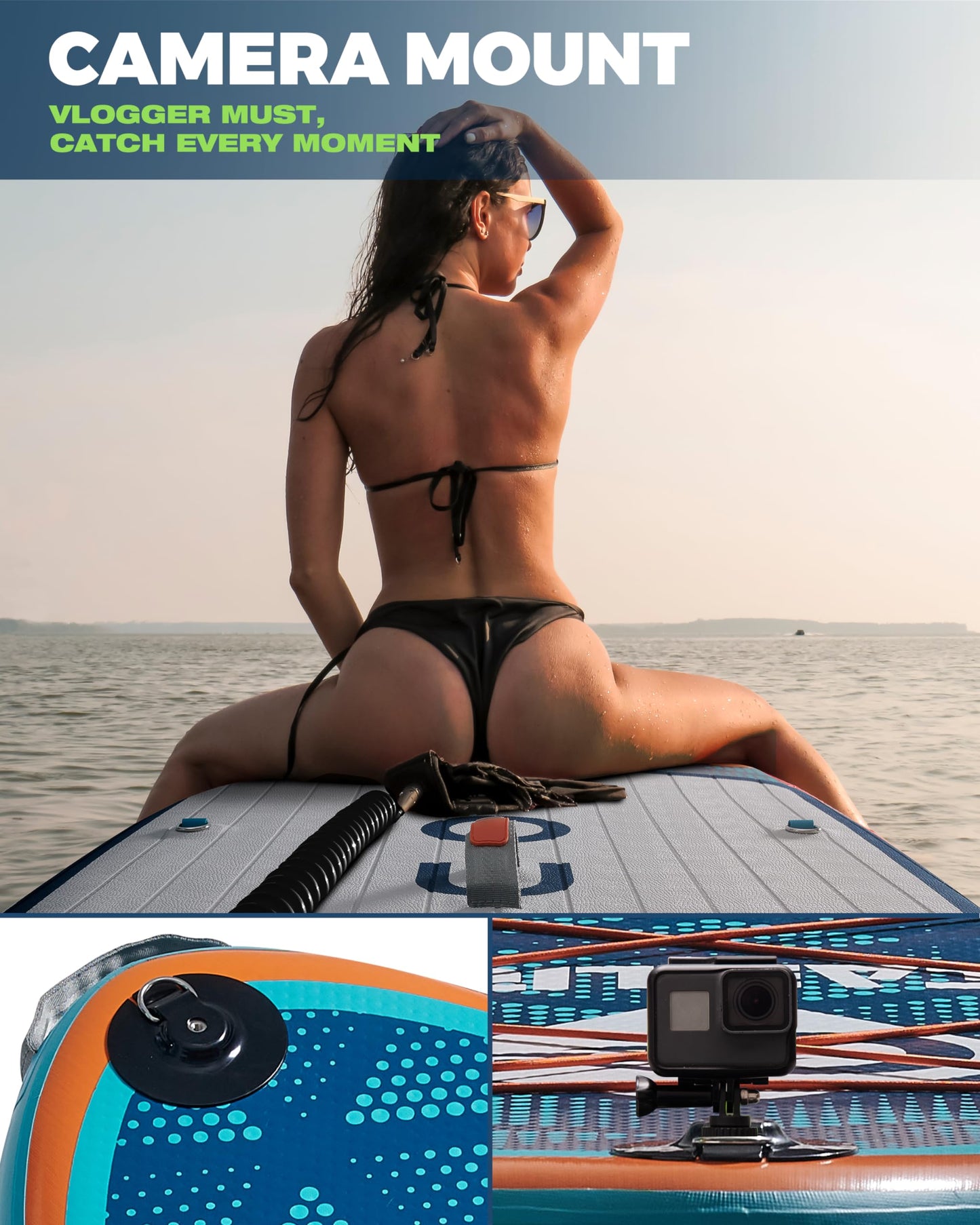 MOUSA 11'6''×35" Extra Wide Inflatable Stand Up Paddle Board, Stable Long SUP for 2 People/Family, Shoulder Strap, 5 Handles, 100L Backpack, All-Round Sup Board, Removeable Big Fin