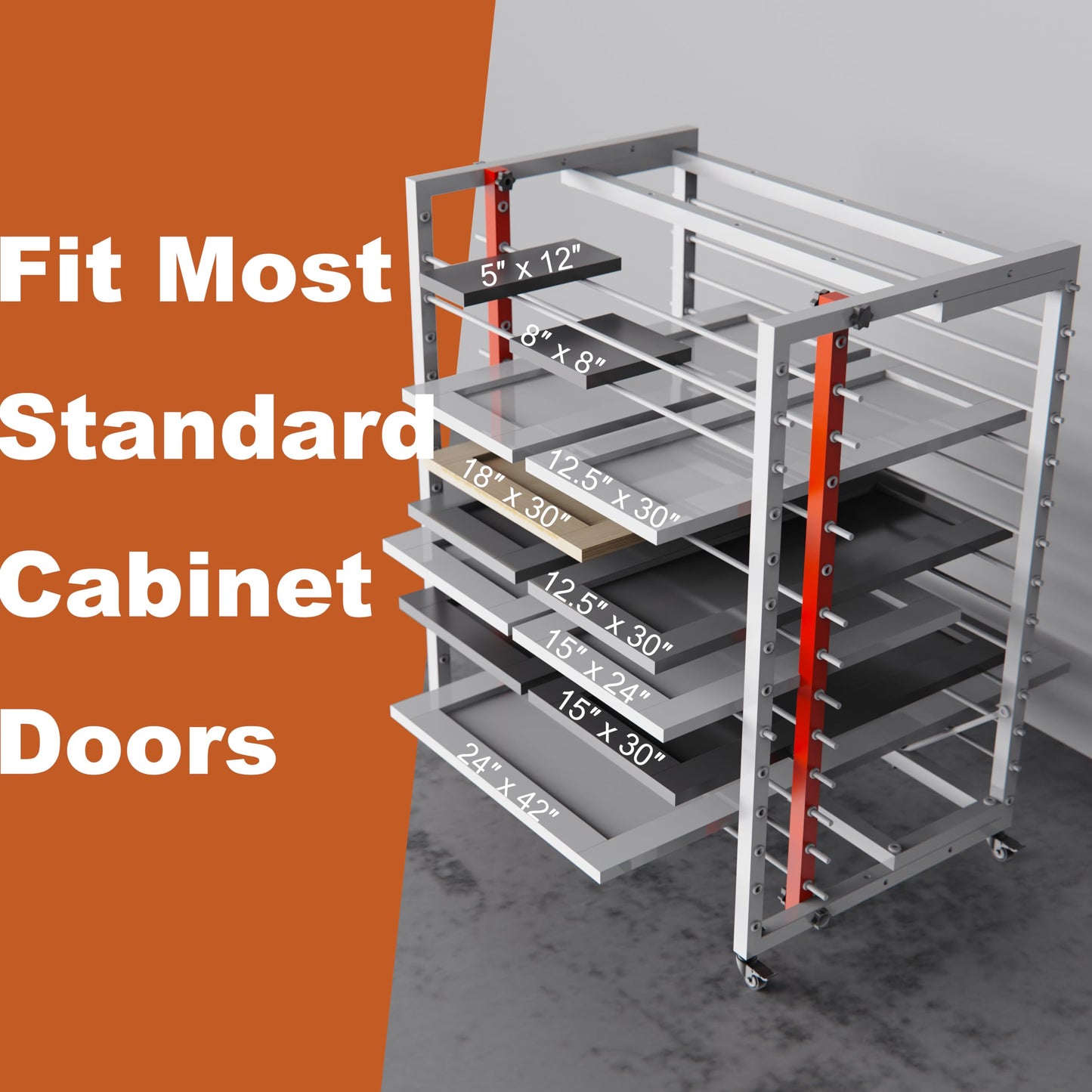 Sytekor Drying Painting Rack for Cabinet Doors – 13-Tier Metal Panel Stand with Locking Wheels and Adjustable Depth