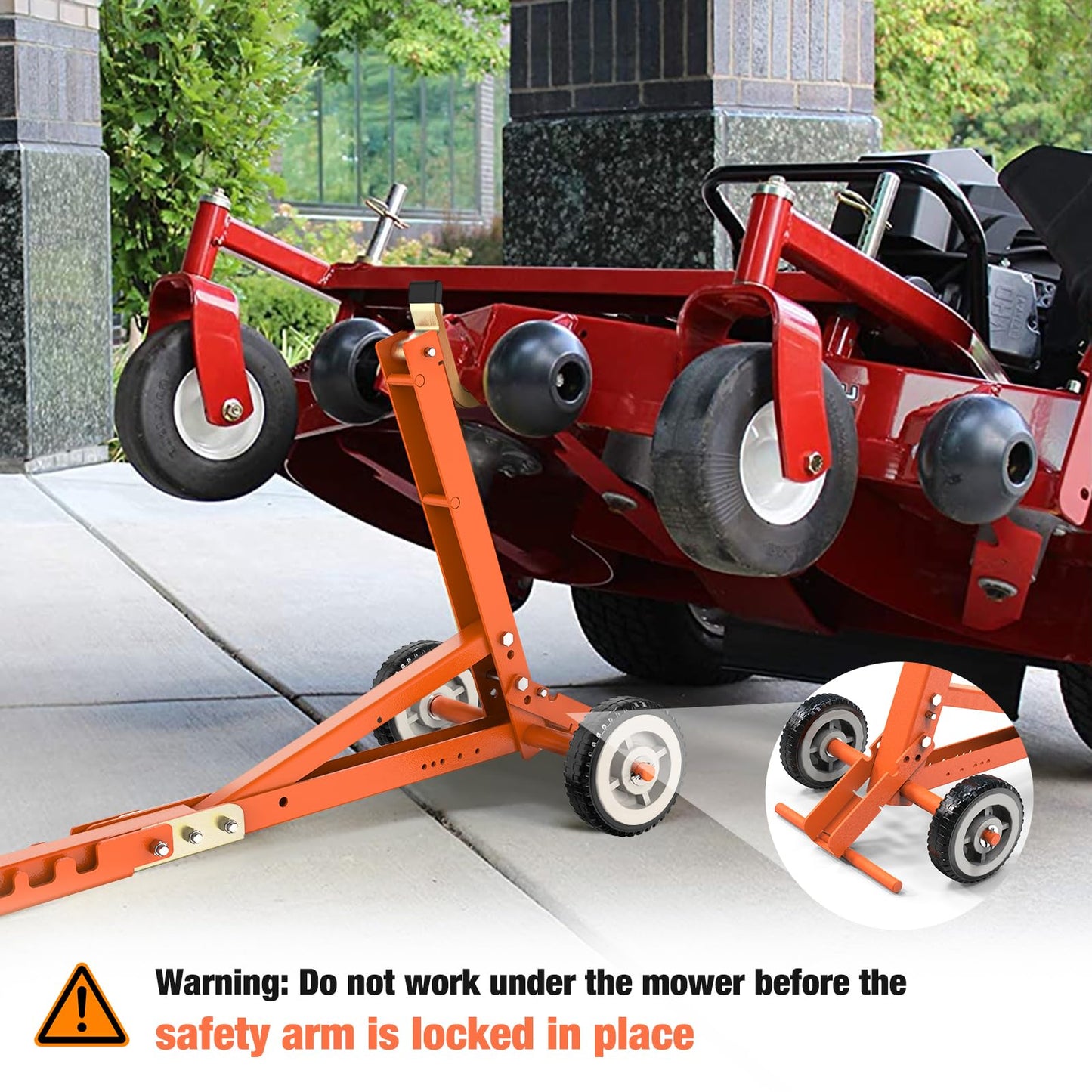 Glosaie Lawn Mower Lift, 800 Lbs Weight Capacity, Stable Mower Lift Jack for Zero Turn Lawn Mower, Riding Lawn Mower and More, Orange