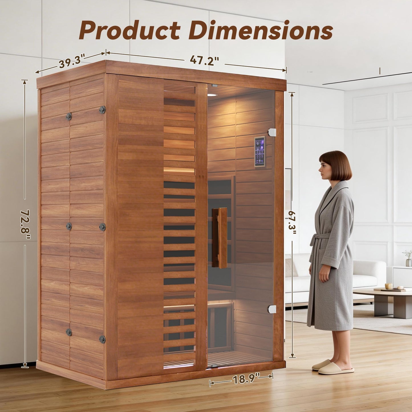 EASYHAWK 2 Person Infrared Sauna for Home with LED Ambient Lighting, Smart App Control Home Sauna with WiFi & Bluetooth, Low EMF 1500W/120V LCD Heater, Indoor Sauna with Flame-Retardant Design