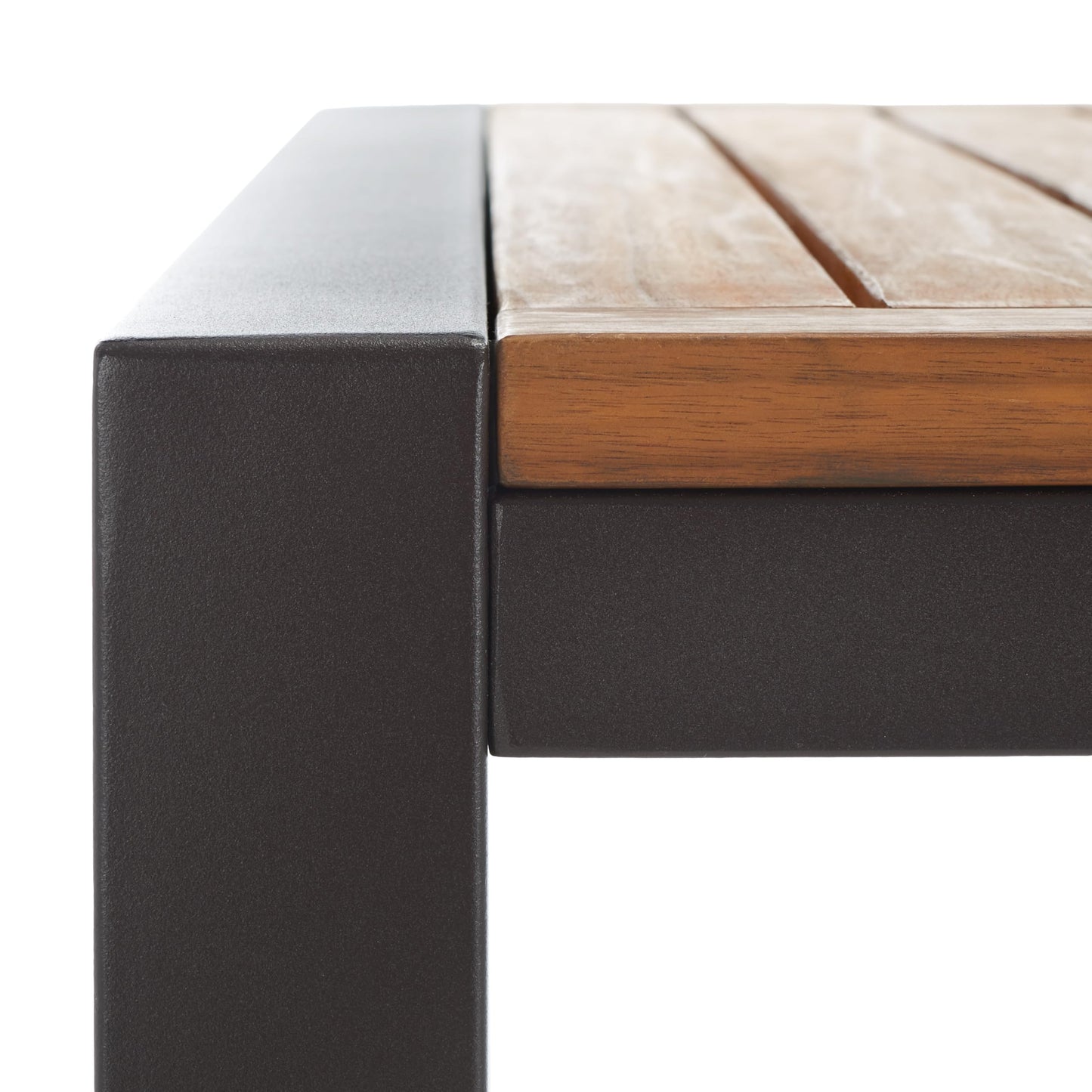 SAFAVIEH Outdoor Collection Guthrie Natural/Black Solid Wood Rectangle Dining Table