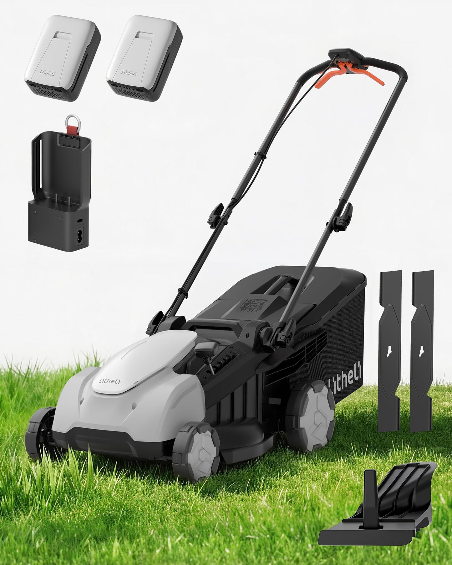 Litheli Self-Propelled Electric Lawn Mower 18", Battery Powered Mower(2 x 5.0Ah)