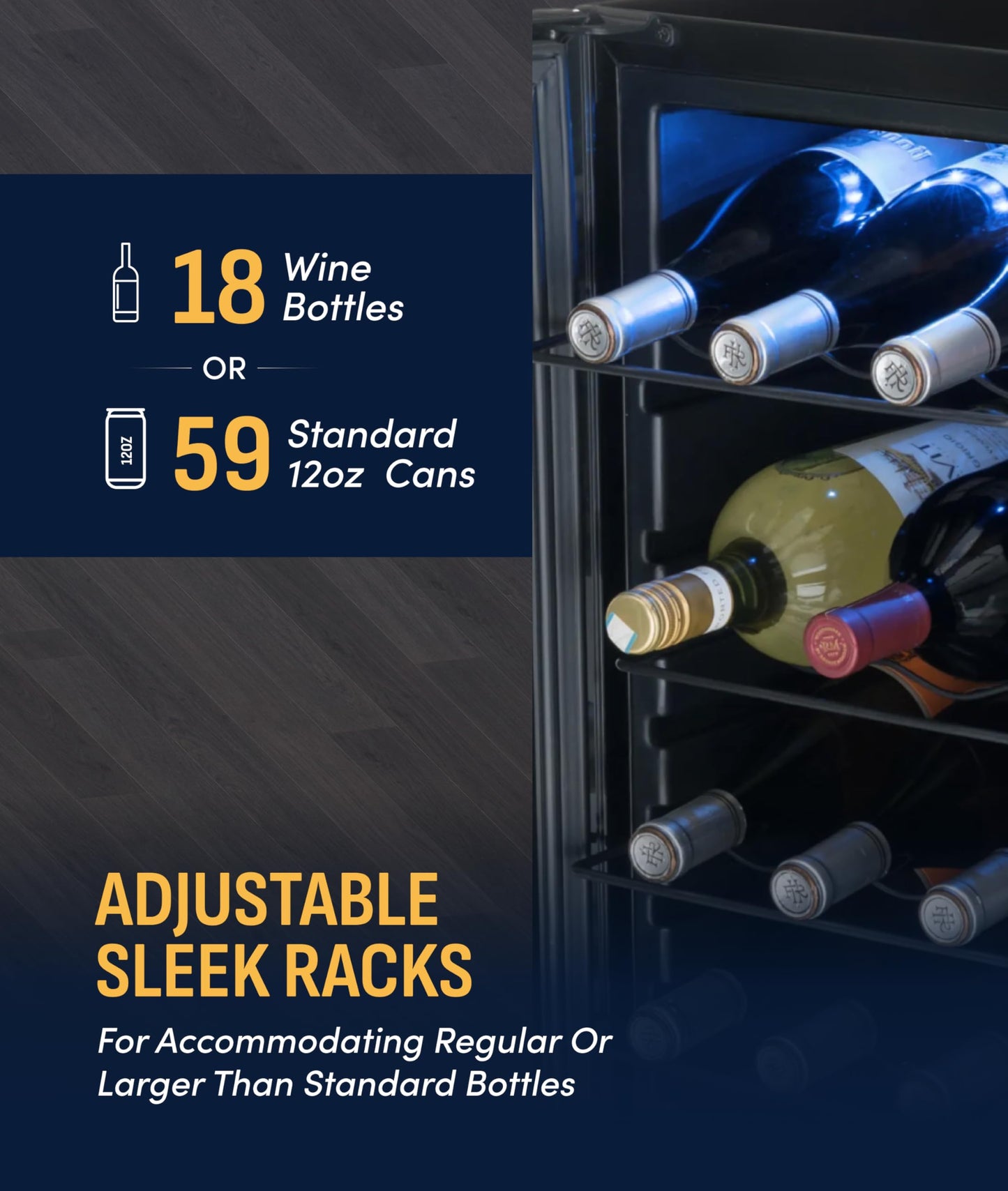 NewAir 27" Dual Zone Beverage Refrigerator & Wine Cooler for 18 Bottles & 59 Cans | Freestanding or Built-In Under Counter Mini Fridge for Beer, Wine and Soda | Black