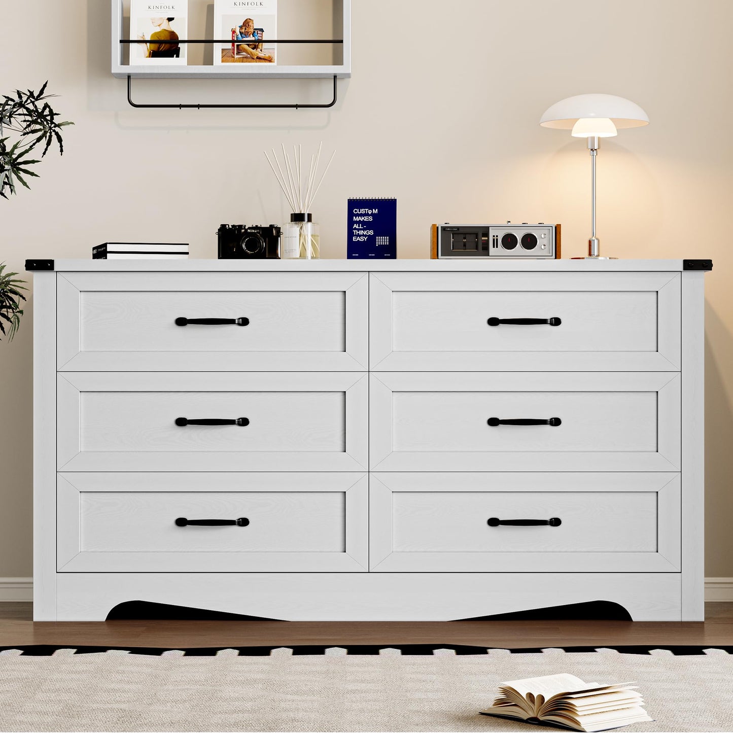 BORNOON 6-Drawer Dresser for Bedroom, Modern Wooden Chest of Drawers with Metal Handles, Anti-Tipping Design, Sturdy and Stable Storage Organizer for Living Room, Entryway, Home Office