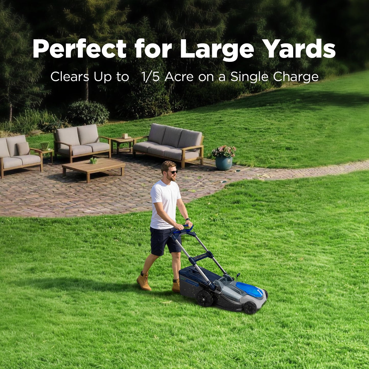 Kraftsense 21" Cordless Lawn Mower, 80V Lightweight Push Mower with 2×4.0Ah Battery & Charger, Lawn Care, Backyard Maintenance