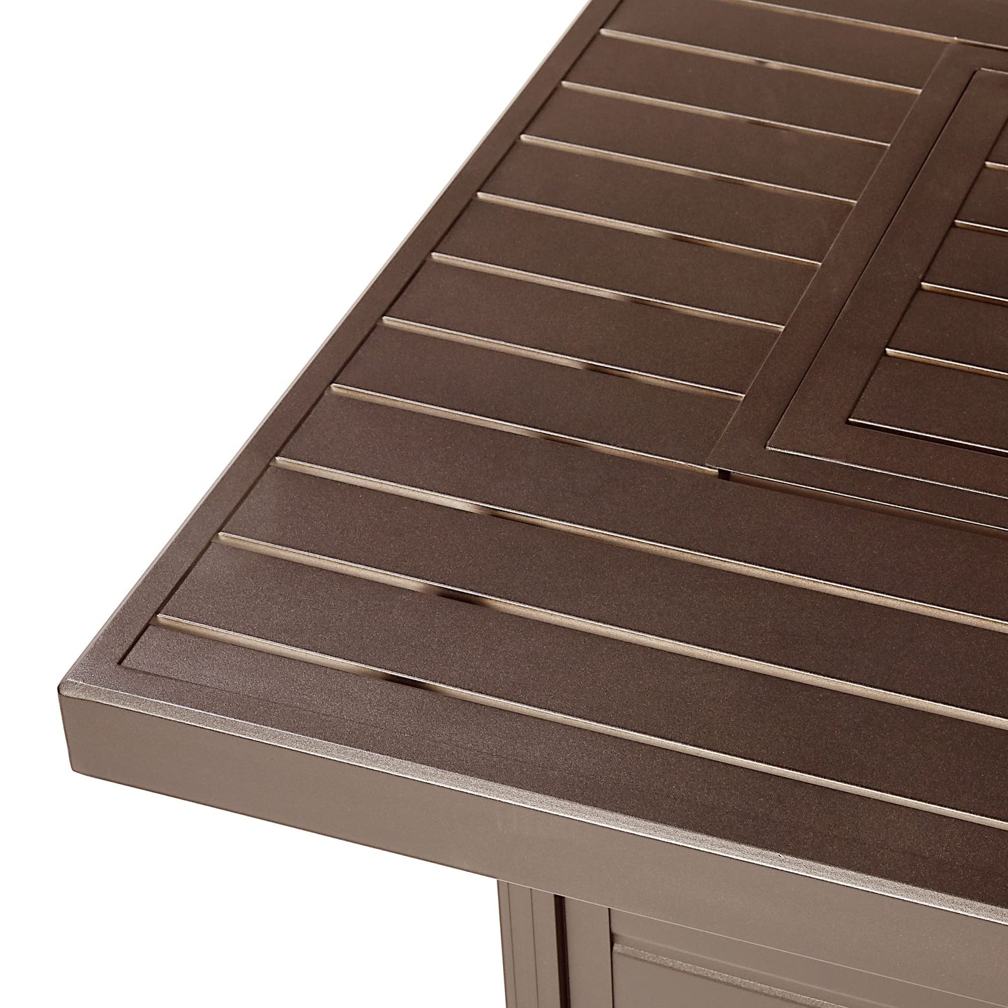Oakland Living Rectangular 48 in. x 36 in. Aluminum Propane Fire Pit Table, Glass Beads, Two Covers, Lid, 57,000 BTUs in Brown Finish