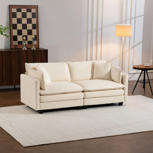 78'' Deep Seat Cloud Loveseat, Chenille Upholstered 2-Seats Modular Sectional Sofa Couch, Modern Comfy Settee Loveseat for Living Room Set, Small Apartment