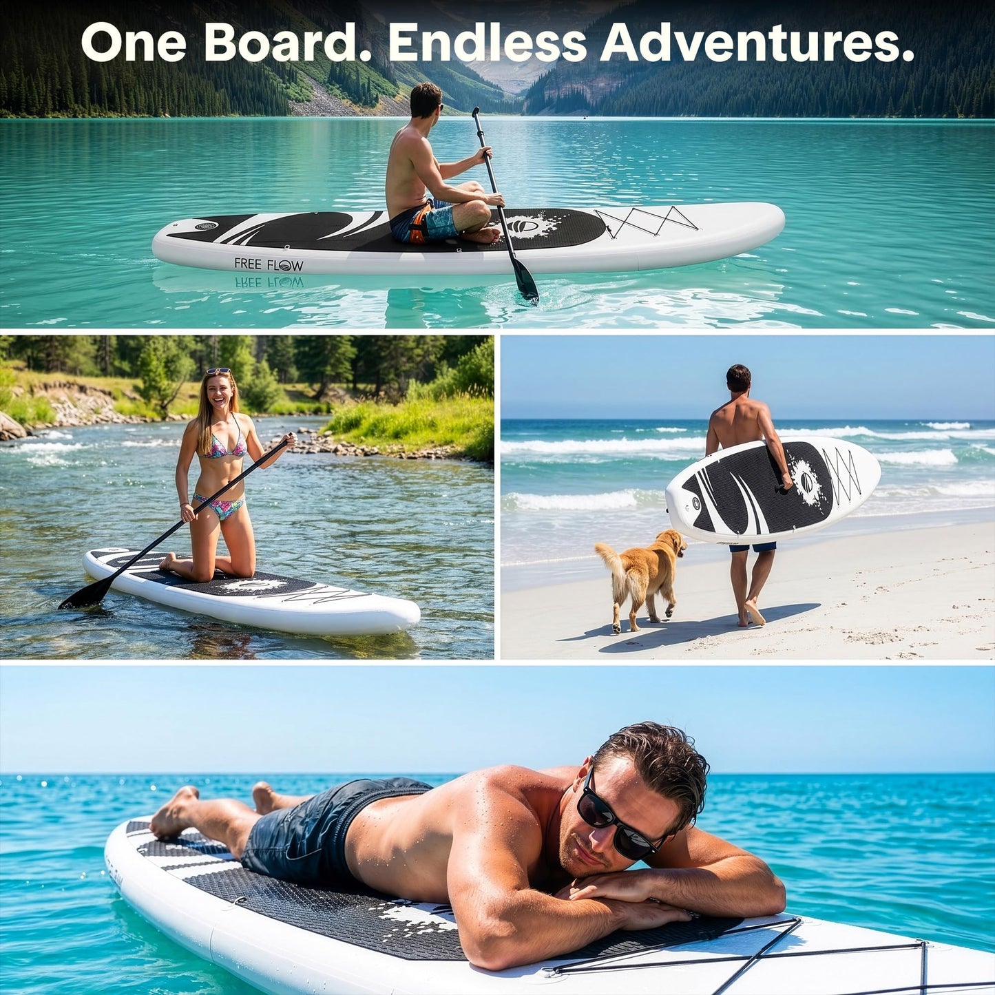 SereneLife 10’10” Inflatable Stand Up Paddle Board with Premium SUP Accessories - 32” Wide Stable Design with Non-Slip EVA Deck Pad, for Youth and Adults, 350 lbs. Capacity