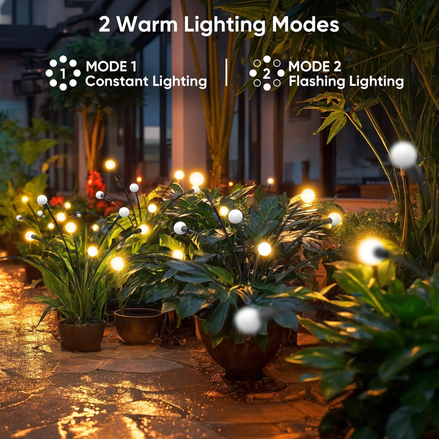 NFEVER Outdoor Solar Garden Lights - 32 LED, Warm White, 4 Pack, Waterproof Pathway Lighting, Model YBD-4P