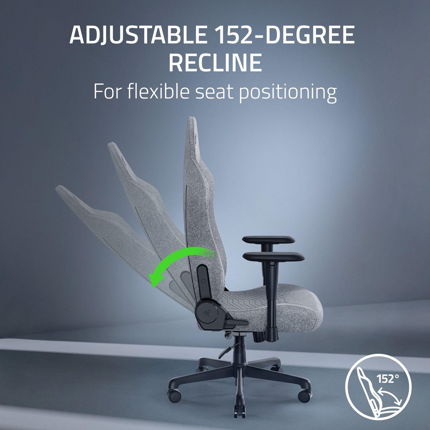 Razer Iskur V2 X Ergonomic Gaming Chair: Built-in Lumbar Support - Widened Seat - High Density Foam Cushions - Adjustable 152 Degree Recline - 2D Armrests - Plush Fabric Finish - Light Gray Edition
