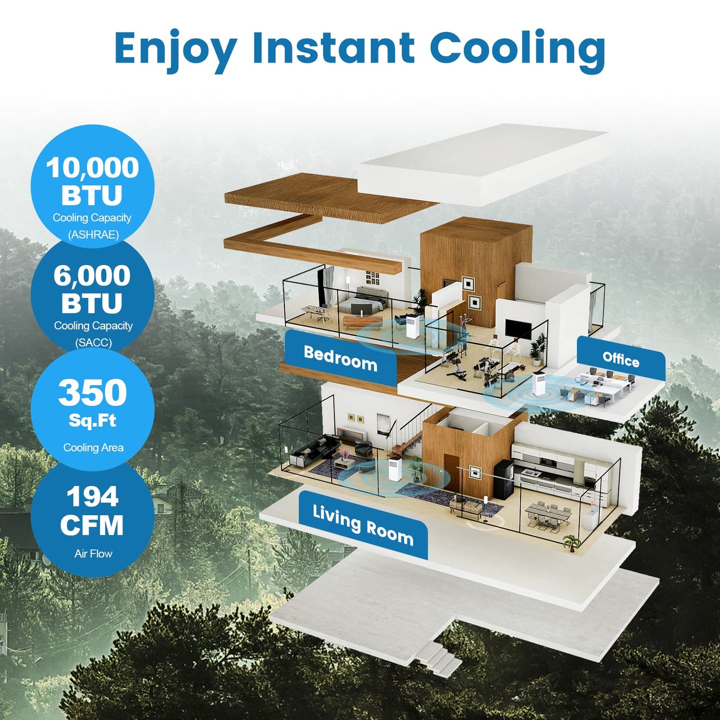 COSTWAY Portable Air Conditioner, 10000 BTU AC Unit with Cool, Fan, Dehumidifier & Sleep Mode for Rooms up to 350 Sq.Ft, with 24H Timer, Child Lock, Remote Control & Window Kit (White and Black)