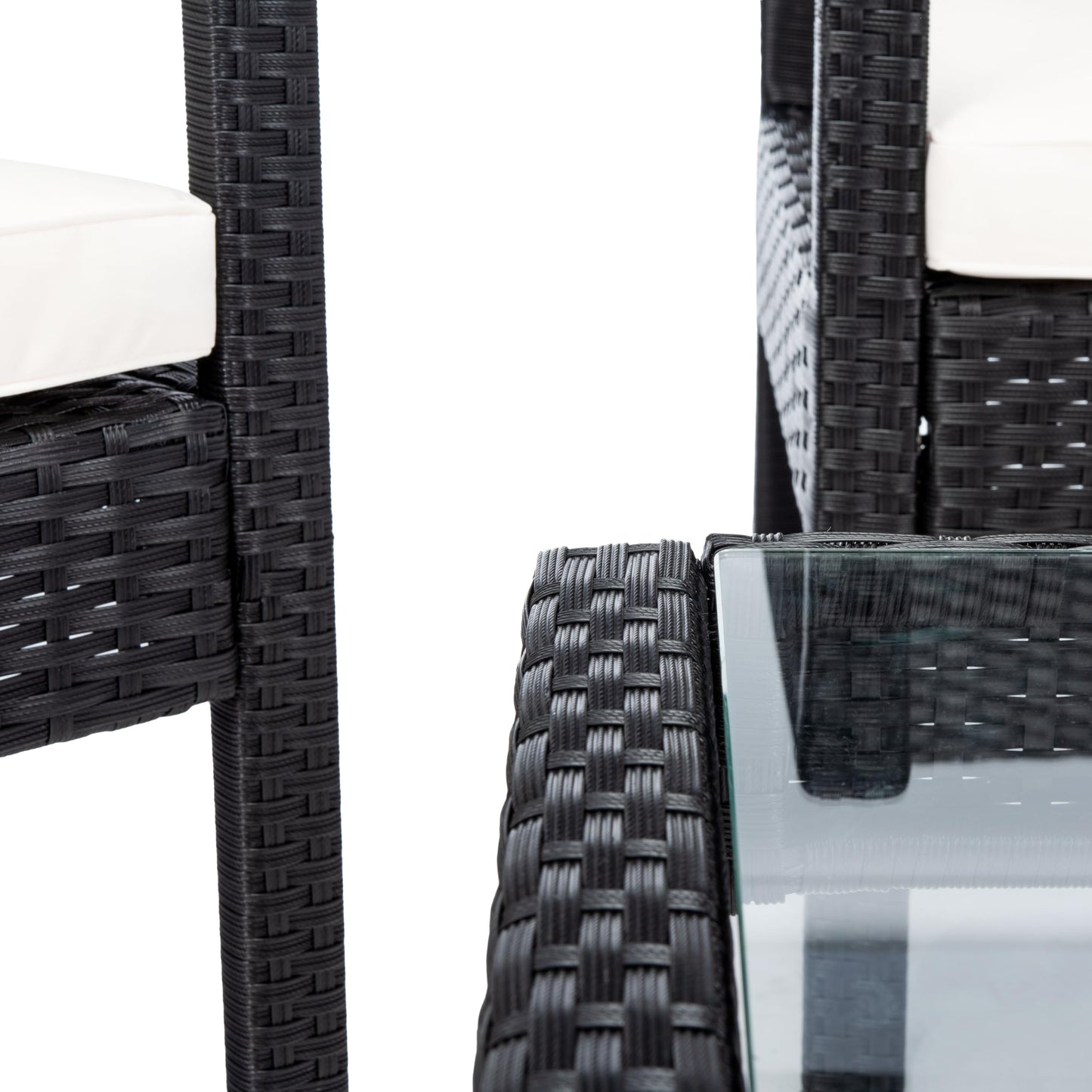 Safavieh PAT7507A Collection Bassey Black and Beige 4-Piece Outdoor Living Patio Set