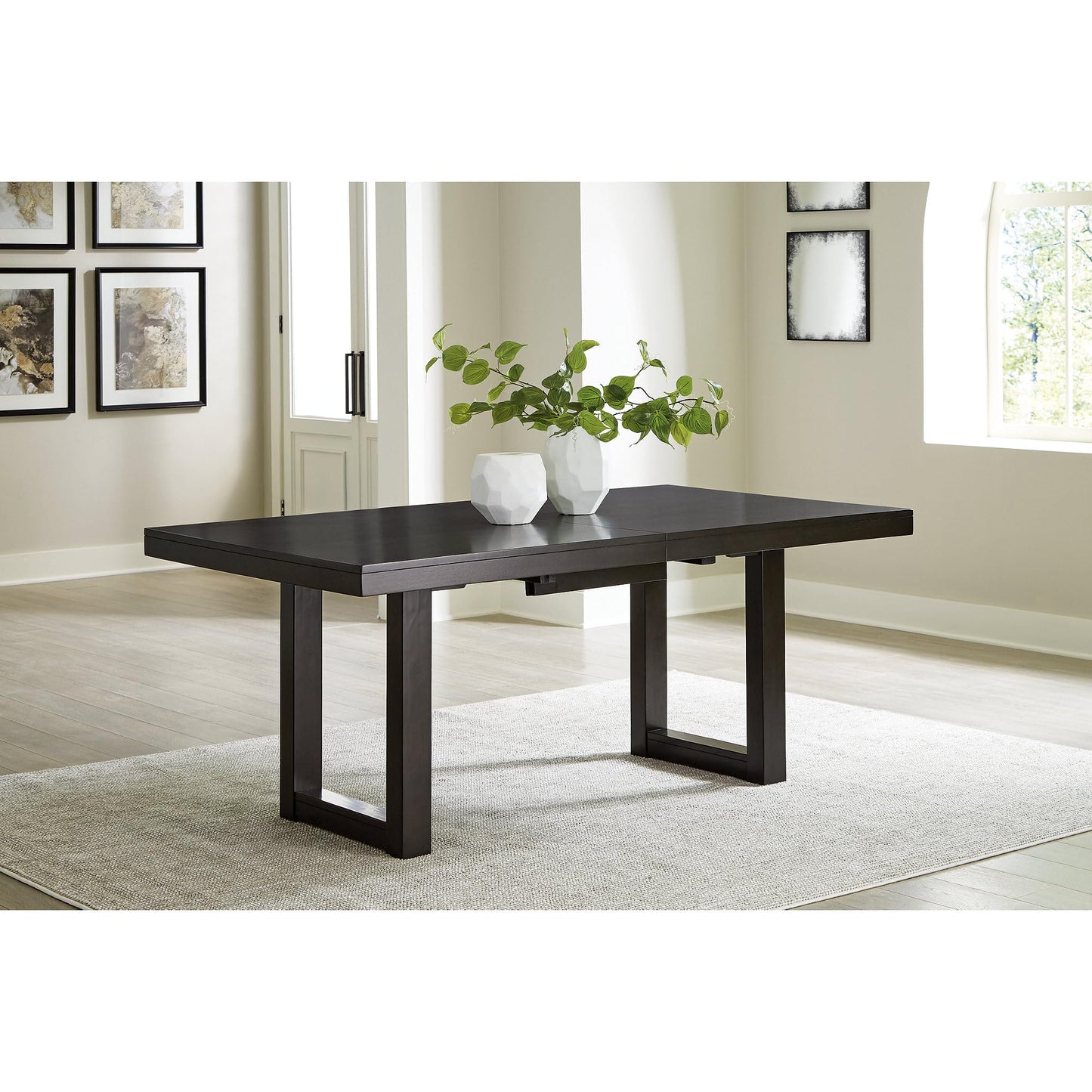 Signature Design by Ashley Neymorton Contemporary Dining Extension Table with Sled Base, Dark Brown
