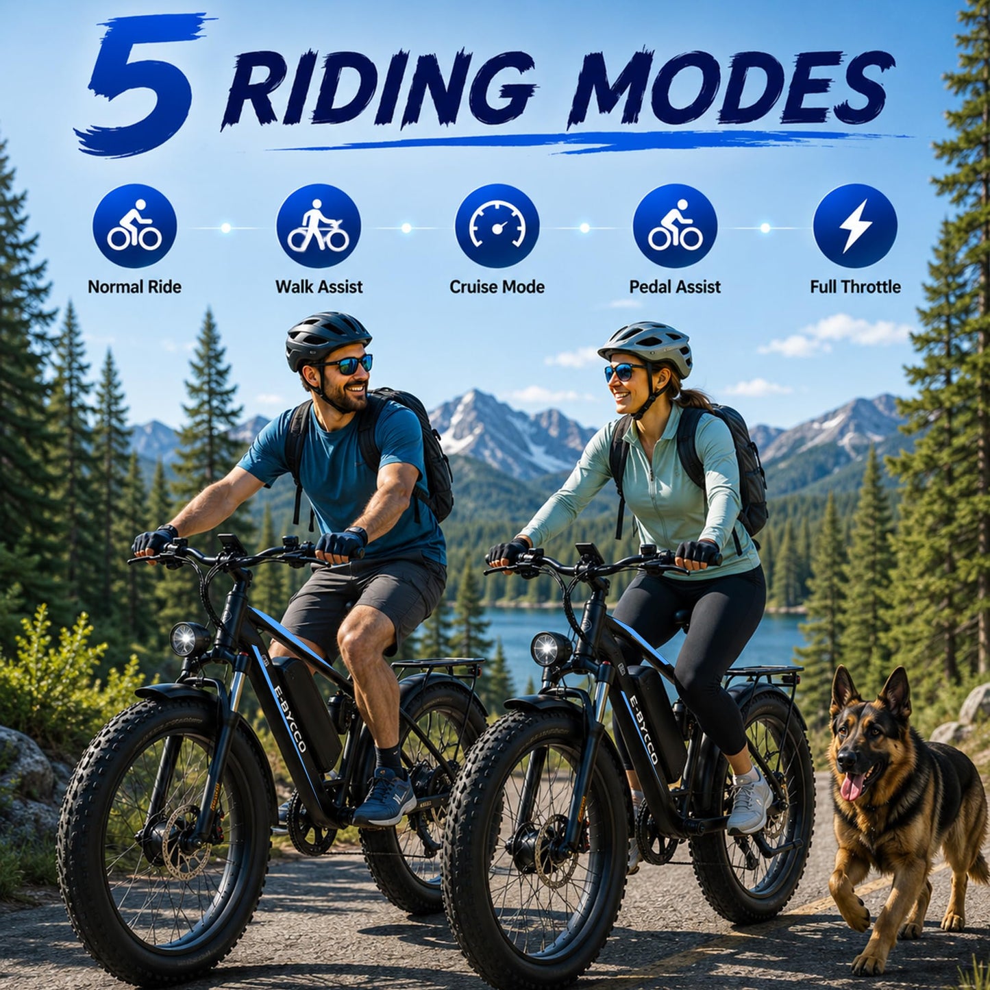 E·Bycco Electric Bike for Adults, 6000W Peak Dual Motor, 24" Fat Tire Ebike, 52V 32Ah Removable Battery, Full Suspension, Commuter Mountain E-Bike for Men Women (EB7PRO 24" BlackBlue)