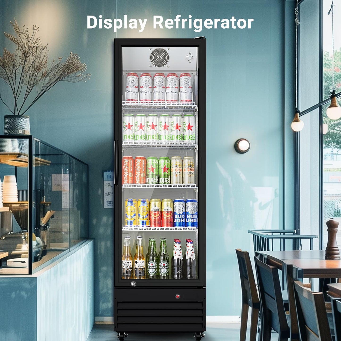 BODEGA BODEGACOOLER 9 Cu.Ft Commercial Beverage Refrigerator with Glass Door,Display Drink Refrigerators fridge for Beer Display Drink Cooler Rapid Cooling & Quiet for Bar Restaurant Office Store Use