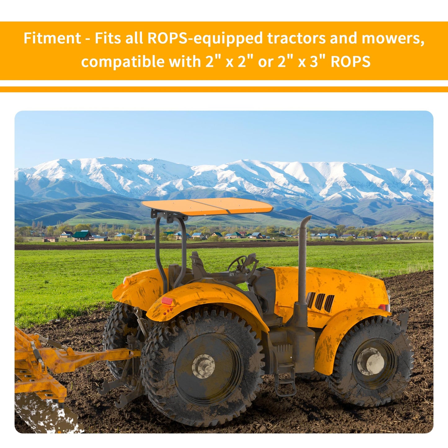 GARVIN Tractor and Mowers Canopy for ROPS 53-3/8" X 53-3/8"- High-Density Thermoplastic Mowers Umbrella (Will Add About 4'' to The Height of The Tractor)-Orange