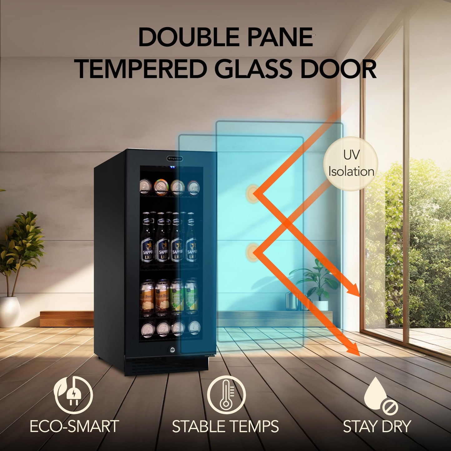 Whynter BBR-801BG Built Beverage Refrigerator and Cooler Mini Fridge with Glass Door with Lock, 3.0 Cubic Feet, Black, 100