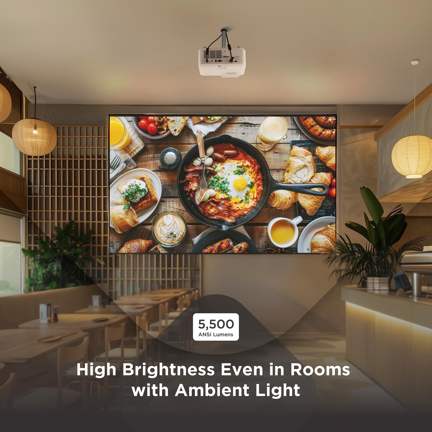 ViewSonic LS740HD 5500 Lumens 1080p Laser Projector, High Brightness for Auditoriums, 1.3x Optical Zoom, H/V Keystone, and 360-Degree Projection for Flexible Setup, HDR Support, and HDMI Inputs