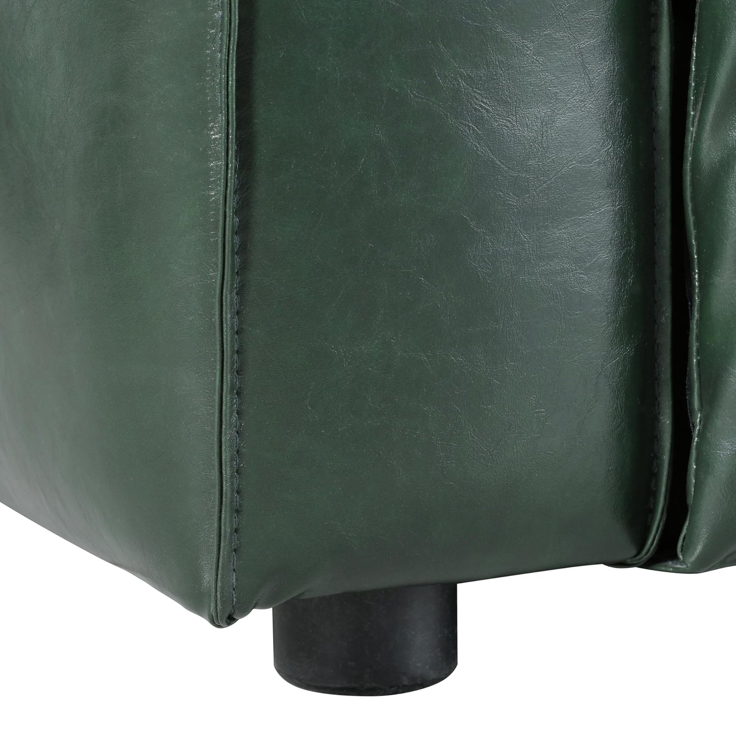 Christopher Knight Home Vevia Faux Leather Sofa, 3 Seater Couch, Upholstered Sofa, Large Lounge Chair, Birch Wood Legs Armchair, Classic Tuxedo Design Couch for Living Room Bedroom, Green
