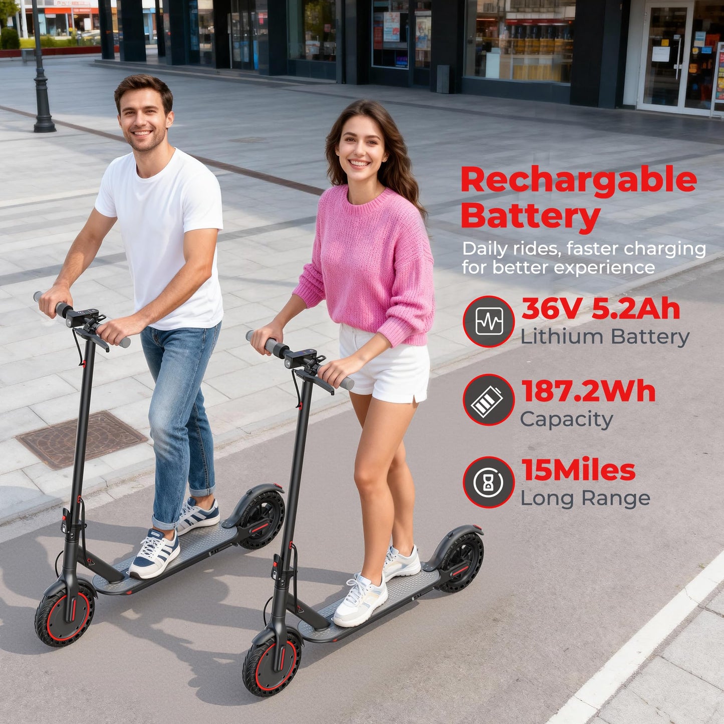 Qlaway 8.5" Aluminum Alloy Frame E Scooter for Adults 19 MPH Sport Escooter 350W Motor, Electric Scooter Up to 22 Miles Range, Bearing 265 LBS/APP Control-Black
