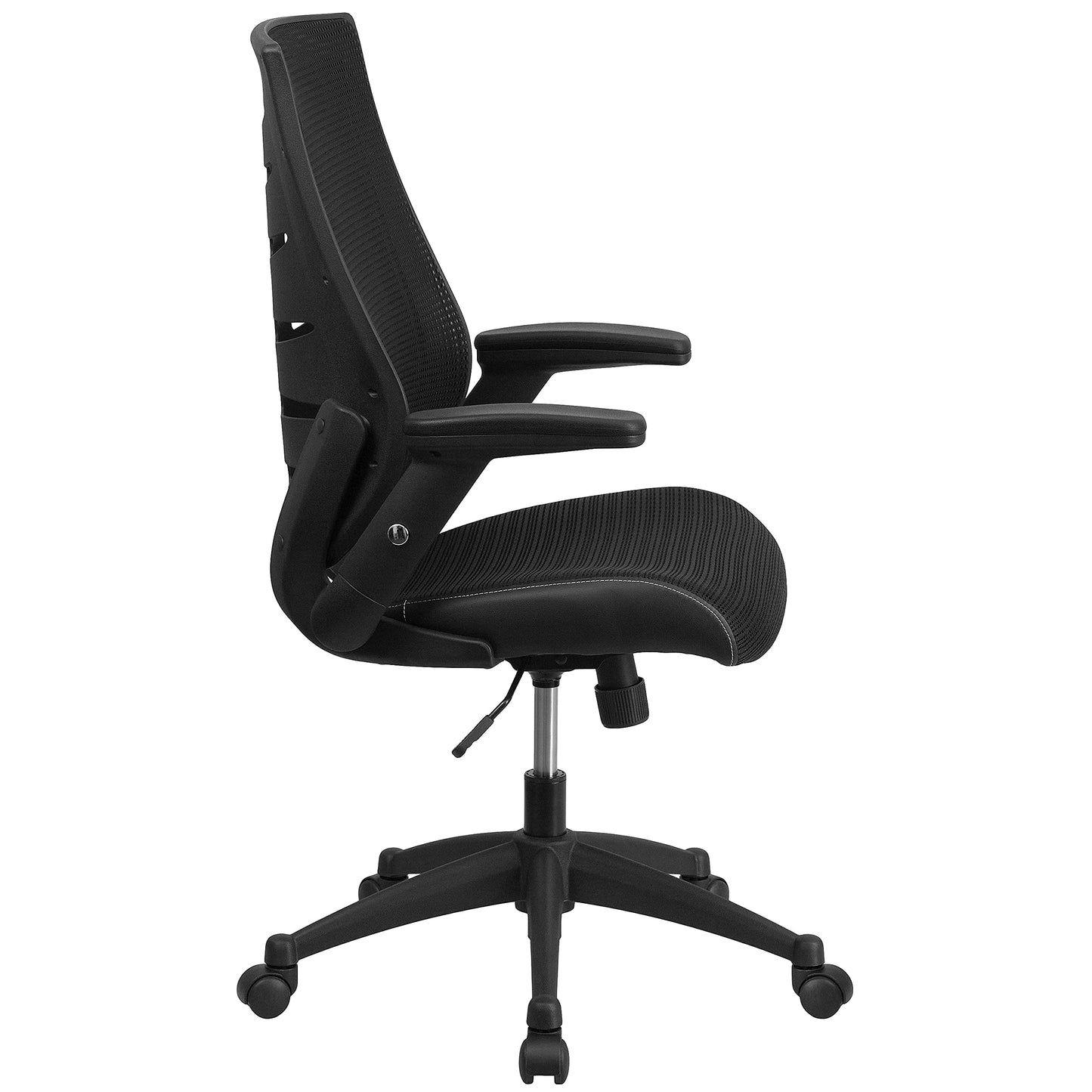 Flash Furniture Kale High Back Designer Black Mesh Executive Swivel Ergonomic Office Chair with Height Adjustable Flip-Up Arms