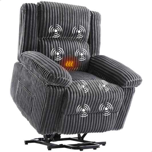 GarveeHome Power Lift Recliner Chair - Heat and Massage, Electric Lift Plush Recliner with Soft Padded Seat, Back Support & Armrests, Designed for the Elderly and People with Mobility impaired