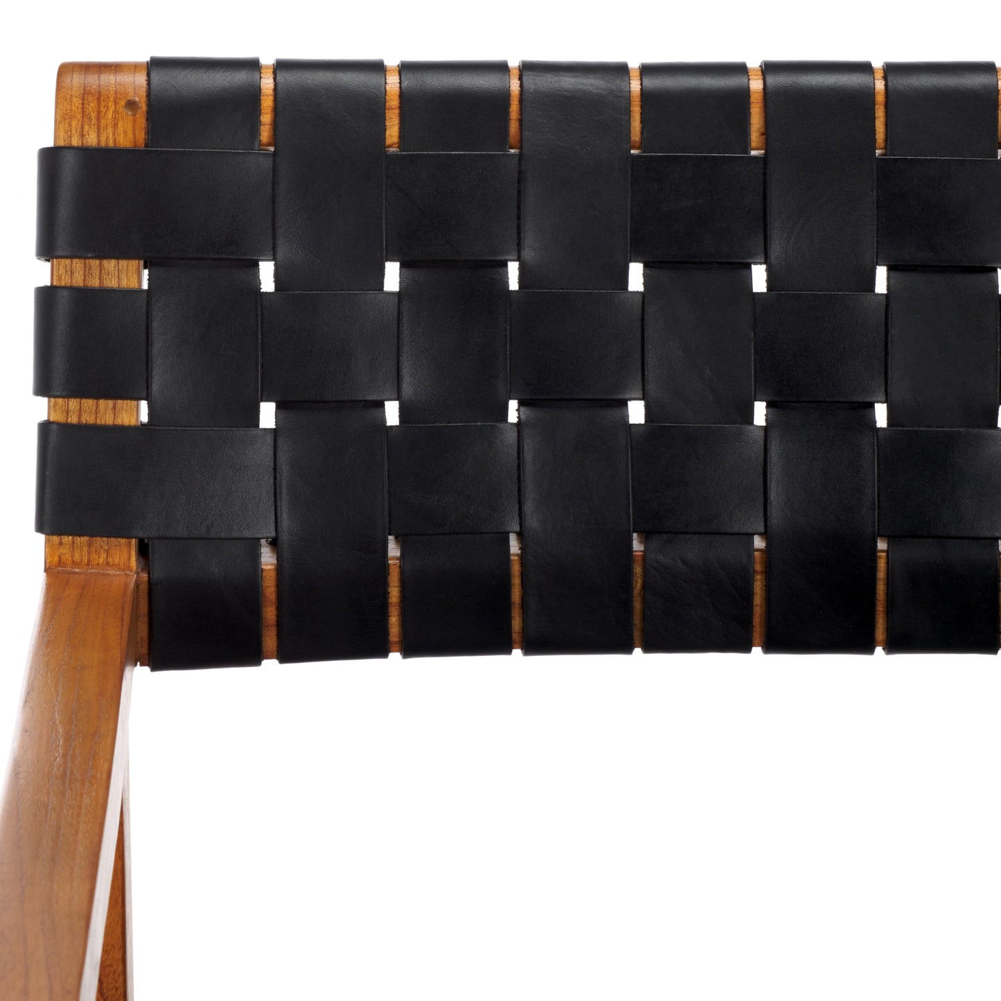 SAFAVIEH Home Collection Cire Black Faux Leather/Natural Solid Wood Dining Chair