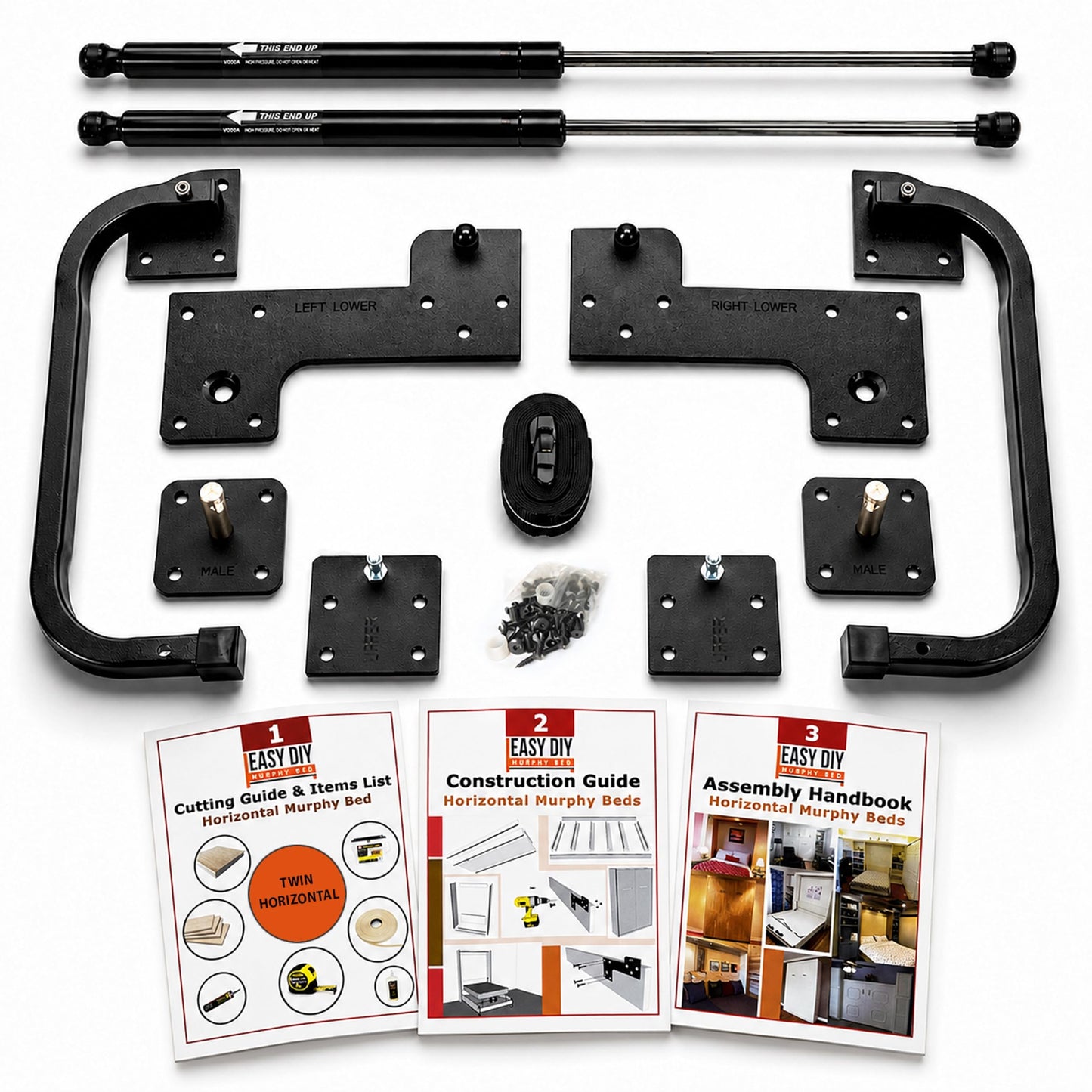 Twin Size Horizontal Murphy Bed Hardware Kit Side-Fold Wall Bed Frame DIY Twin Murphy Bed Kit with Gas Pistons +3 Step-by-Step Guides Made in North America Space-Saving Hideaway Bed