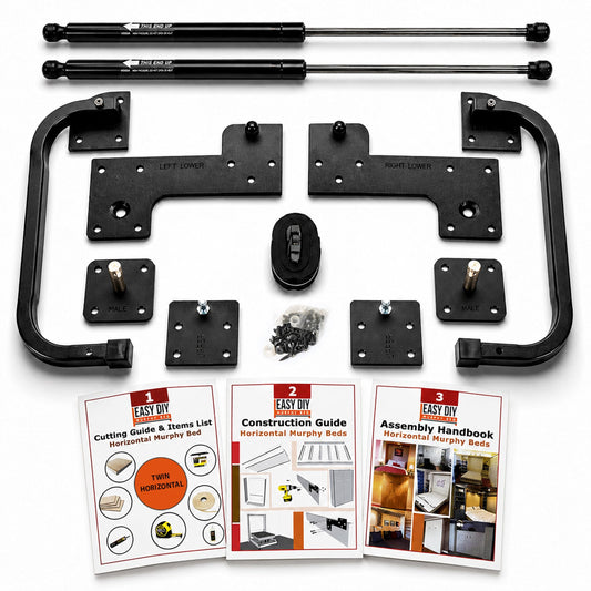 Twin Size Horizontal Murphy Bed Hardware Kit Side-Fold Wall Bed Frame DIY Twin Murphy Bed Kit with Gas Pistons +3 Step-by-Step Guides Made in North America Space-Saving Hideaway Bed
