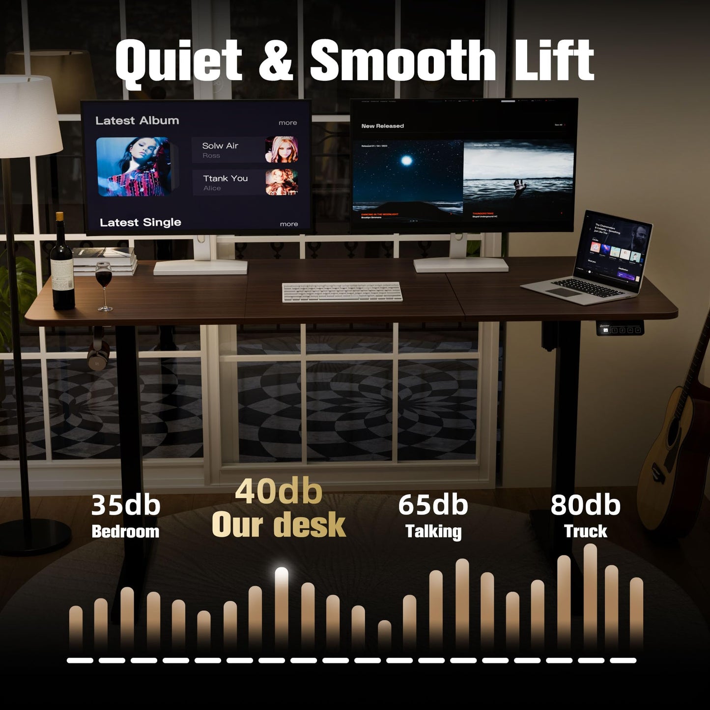 ERGOMAKER Electric Standing Desk, 55" x 23.6" Height Adjustable Sit Stand Desk with Splice Board for Home Office, Computer Desk Memory Preset (Black Frame, Walnut Desktop)