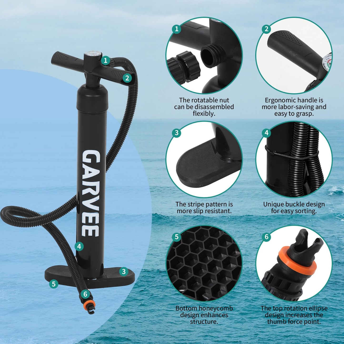 GarveeHome Inflatable Stand Up Paddle Board with Premium SUP Accessories, Wide Stable Design, Anti-Slip EVA Deck, Built-in Camera Mount, 11'5" Inflatable Paddle Boards for Adults & Youth