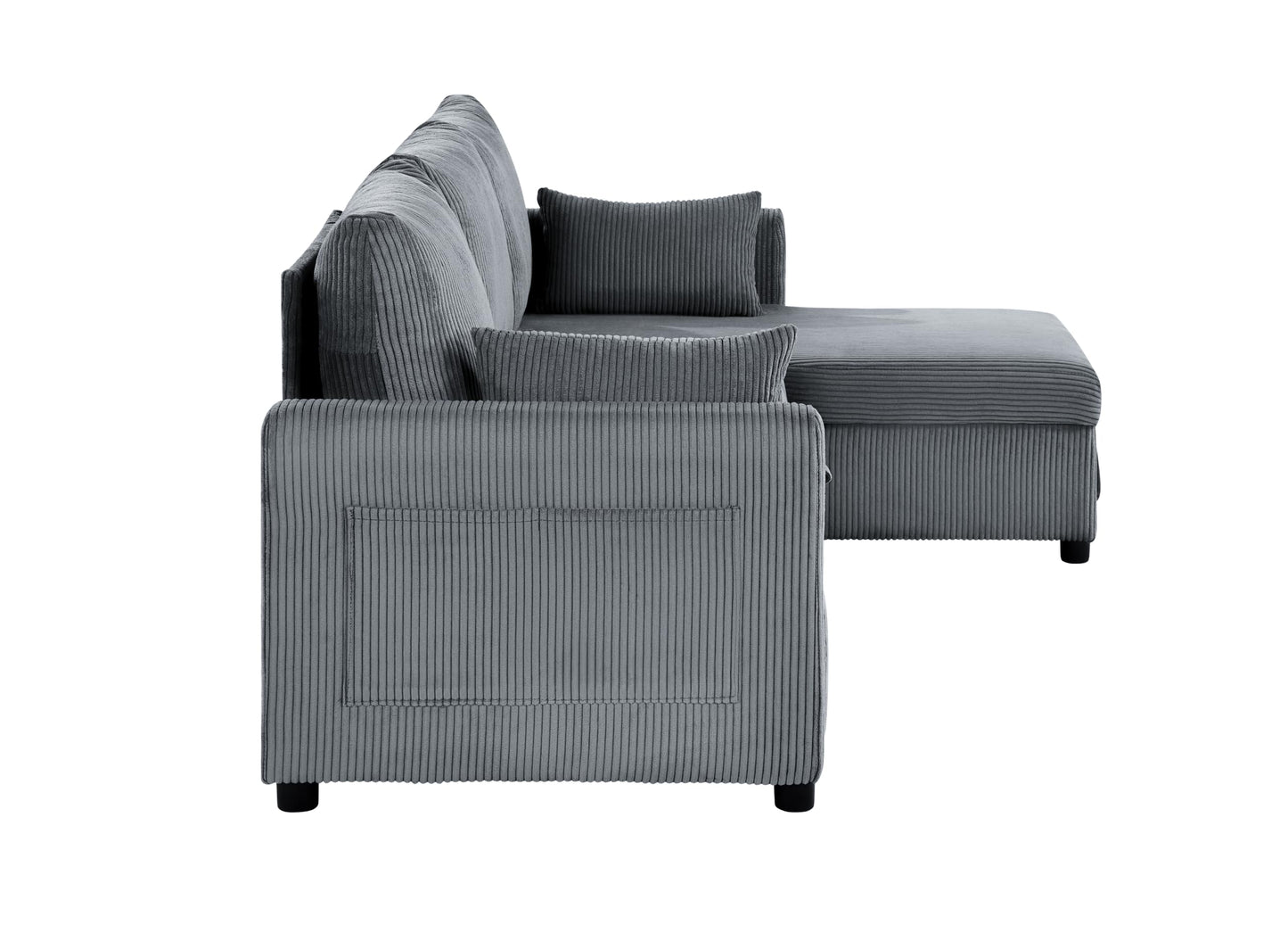 Eafurn 85" L Shaped Sectional Sofa Couch Convertible Pull Out Sleeper Bed for Living Room, Deep Seat Corner Sofa Bed with Reversible Storage Chaise, Side Pockets and Throw Pillows
