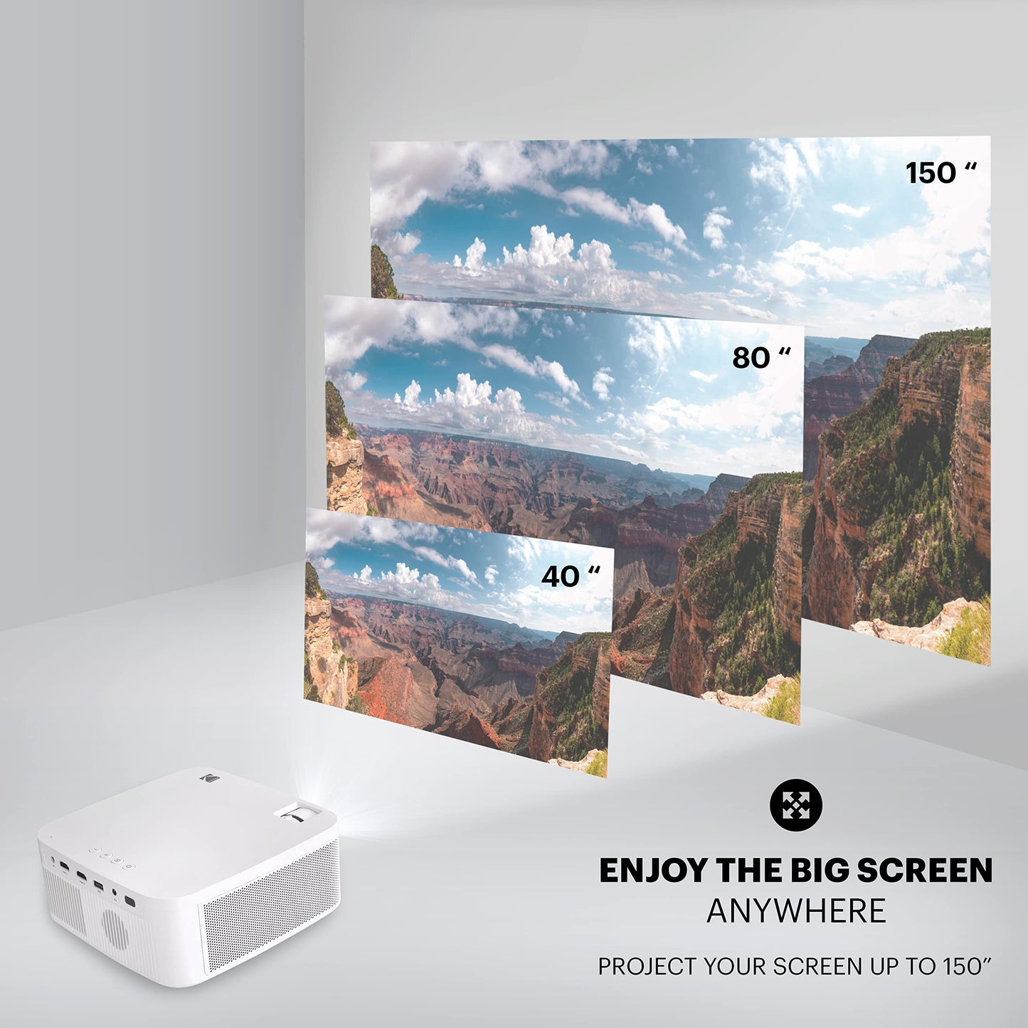 KODAK FLIK X10 1080p Full HD Mini Projector Kit - 100in Screen, HDMI Cable & Projector Stand - 1080p Projection for 100-120in Projection Screen - Portable Outdoor Unit with Remote for Home Theater